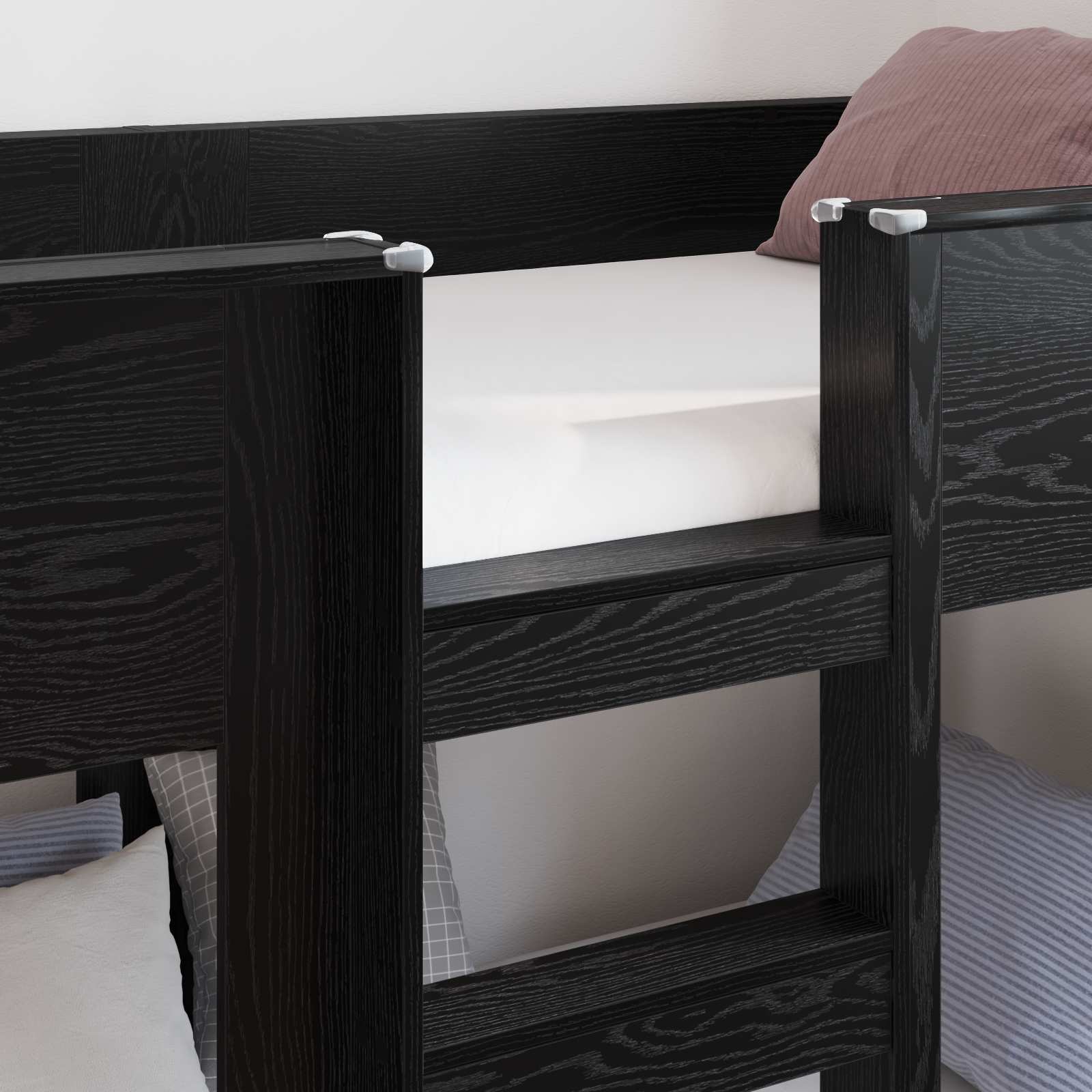 Krevet na kat za djecu Crni hrast 75 x 190 cm Konstruirano drvo