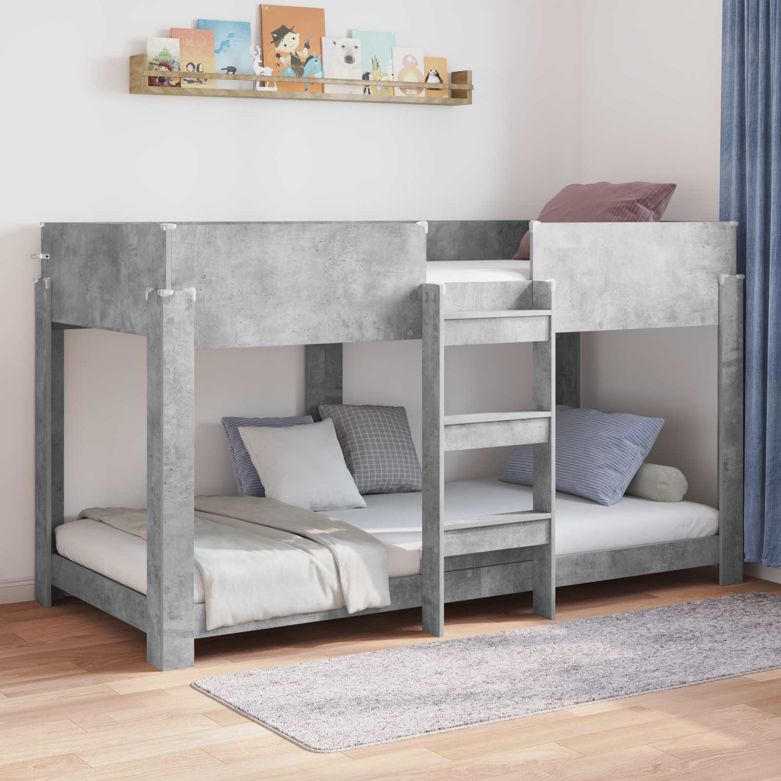 Krevet na kat za djecu Betonski sivi 100 x 200 cm