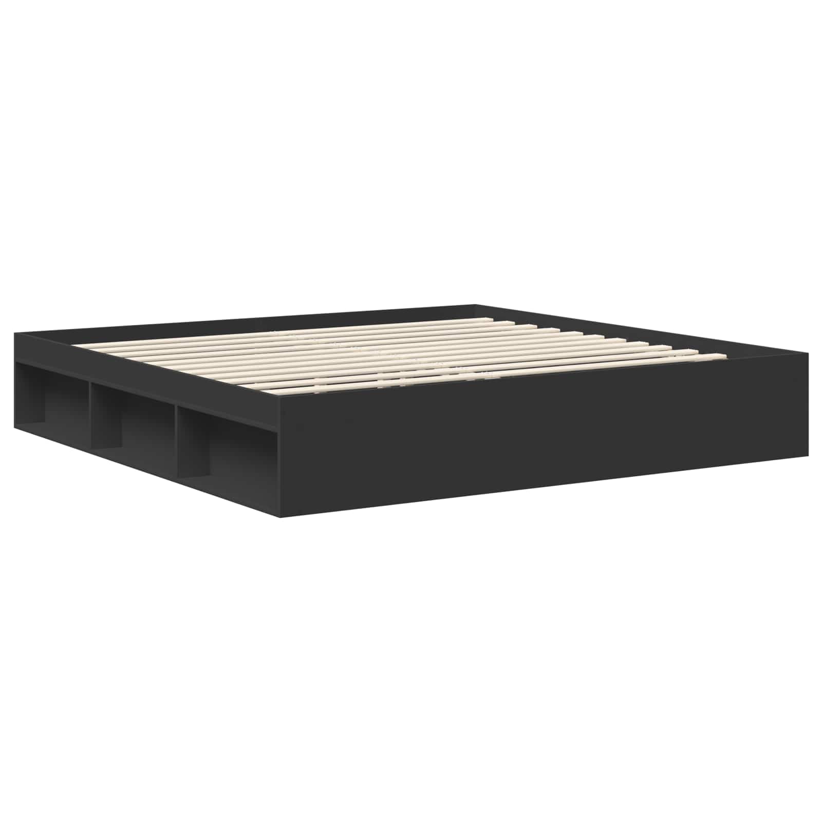 Krevetna konstrukcija Crna 200 x 200 cm Čvrsto borovo drvo