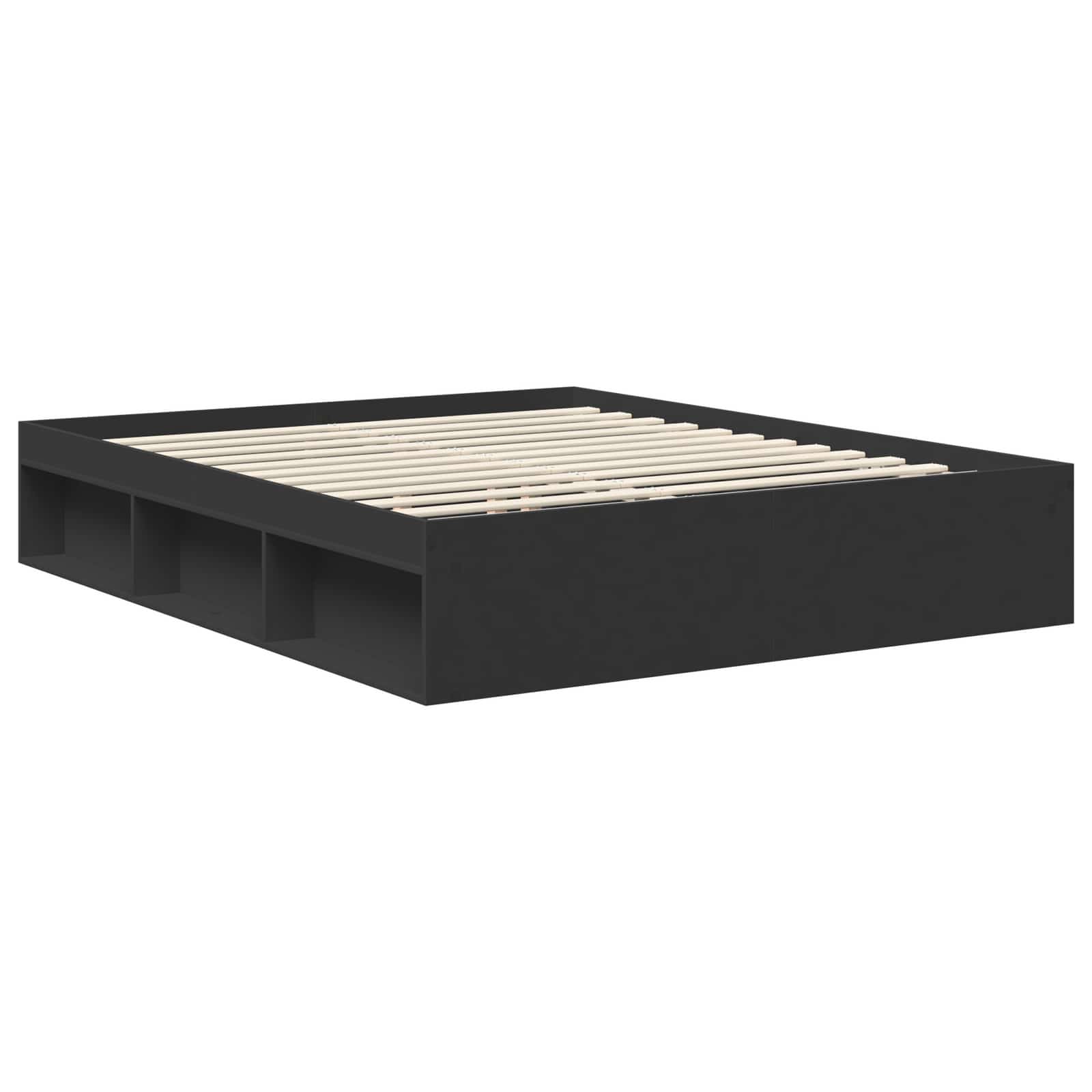 Krevetna konstrukcija Crna 160 x 200 cm Čvrsto borovo drvo