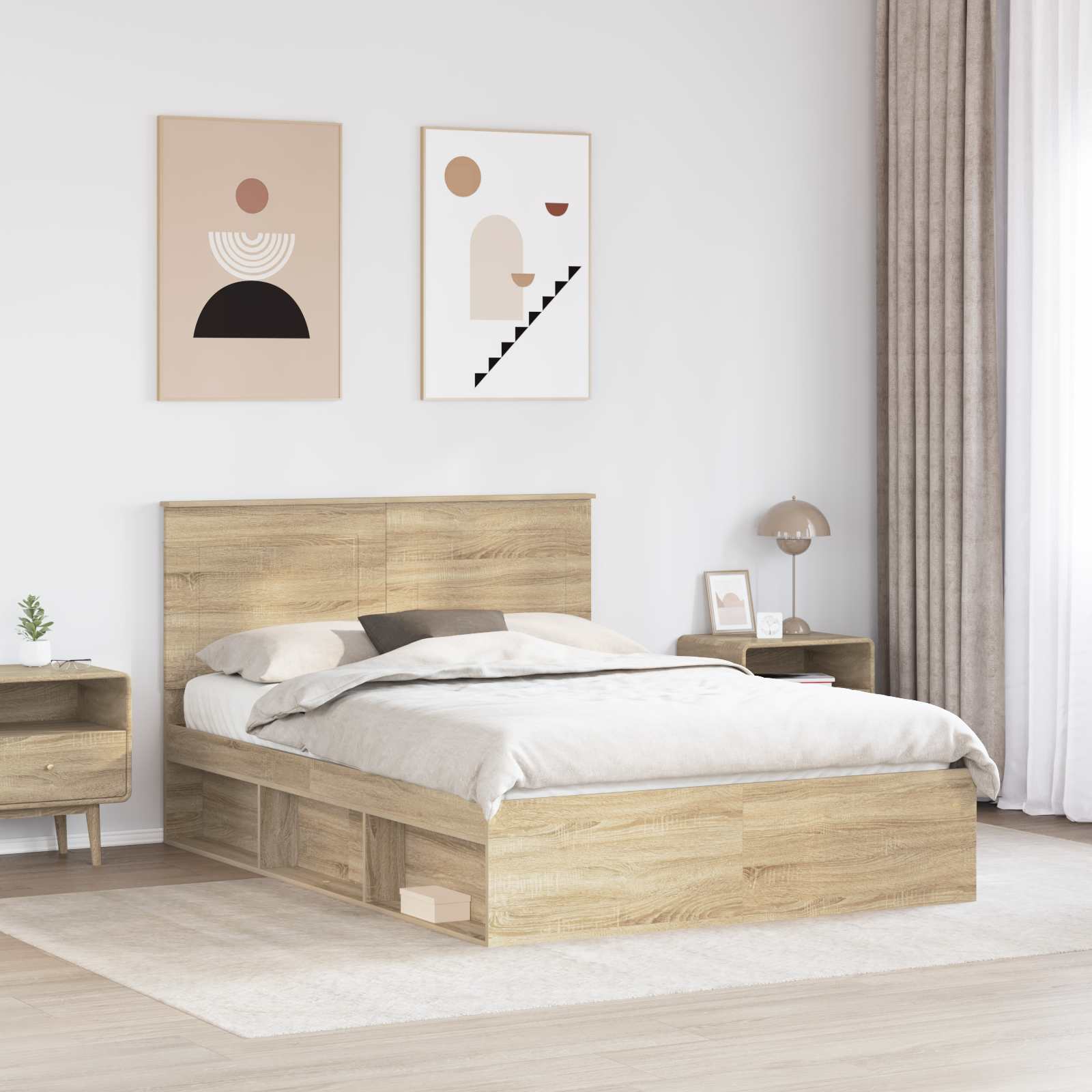 Krevetna konstrukcija s uzglavljem Sonoma hrast 150 x 200 cm
