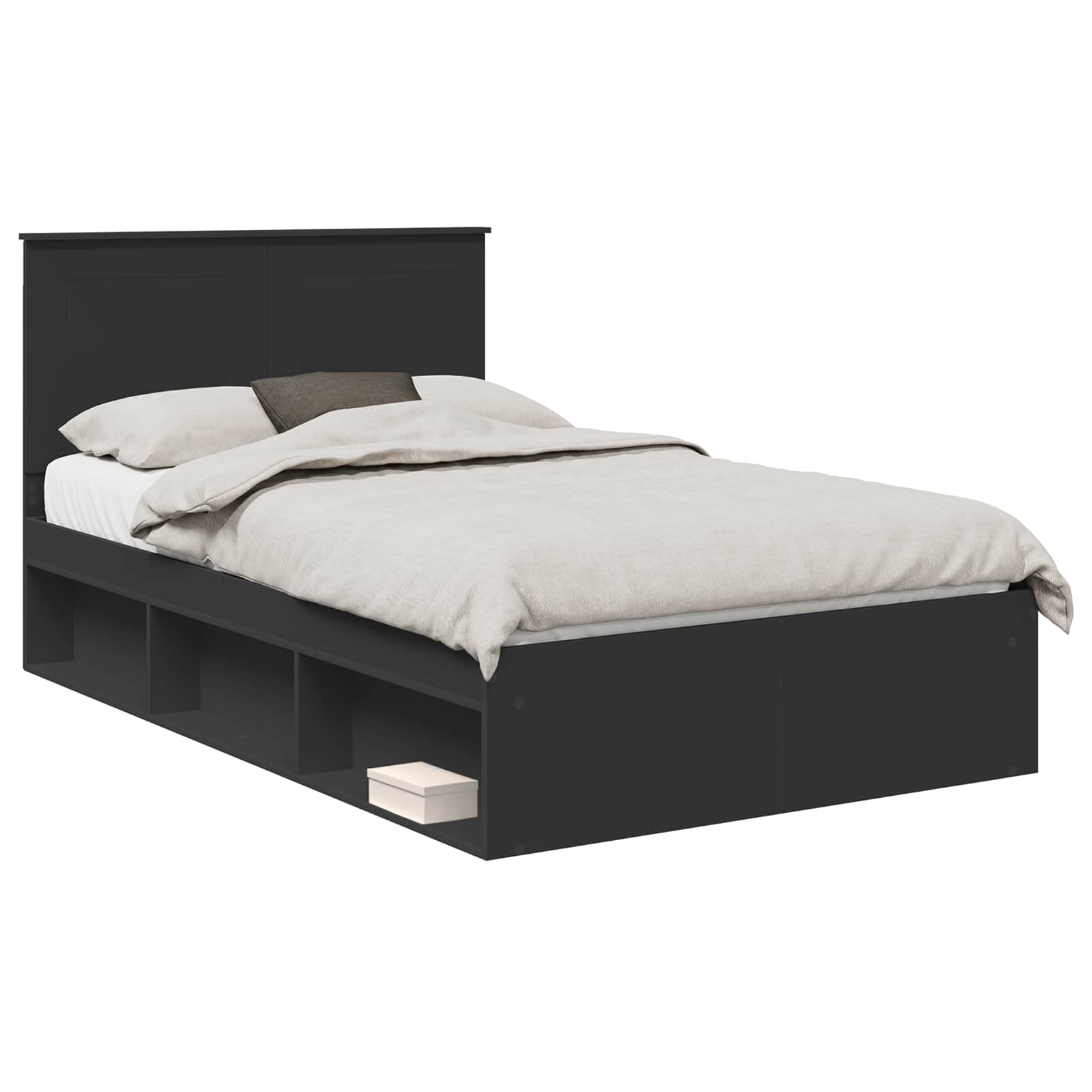 Krevetna konstrukcija Crna 135 x 190 cm Čvrsto borovo drvo
