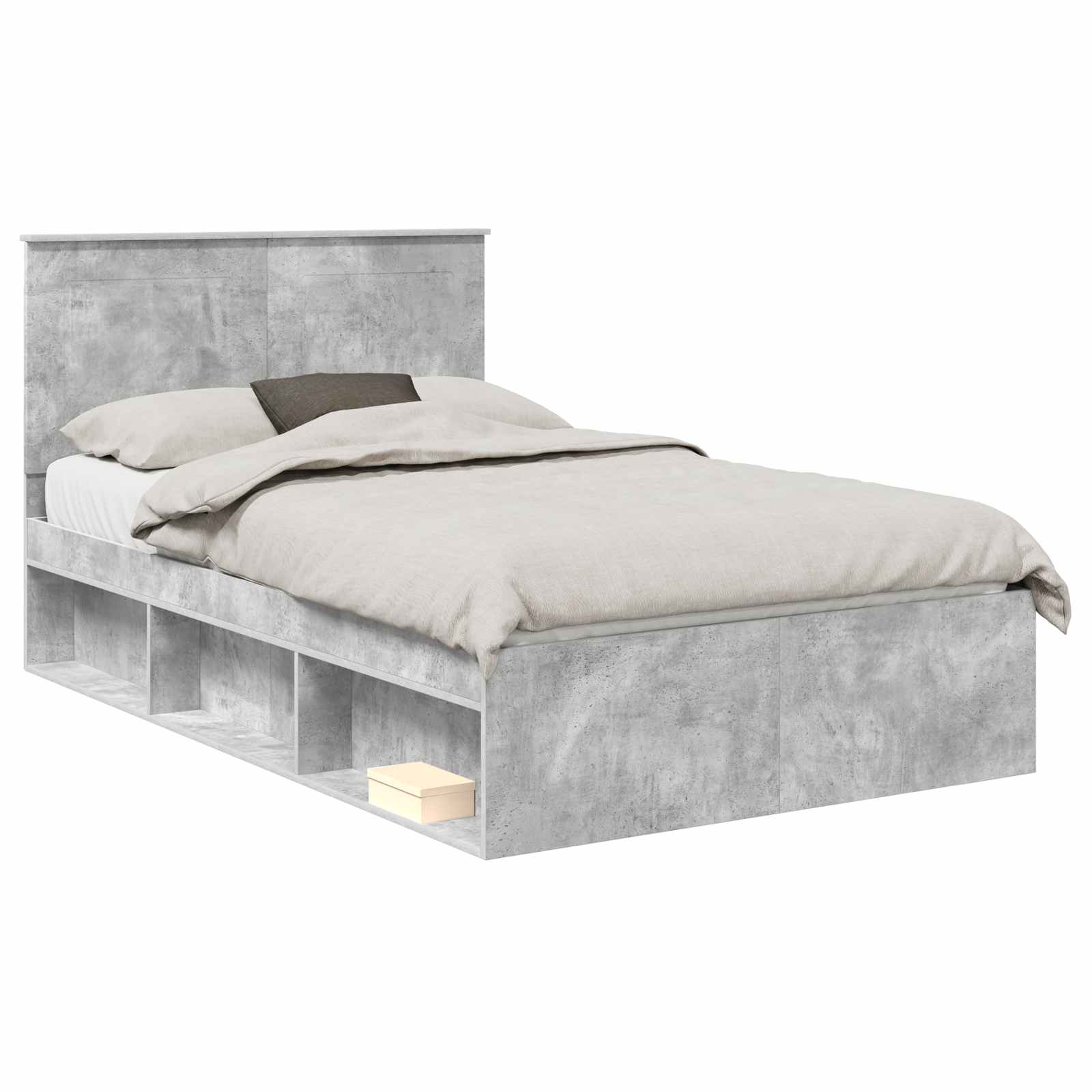 Krevetna konstrukcija s uzglavljem Betonska siva 135 x 190 cm