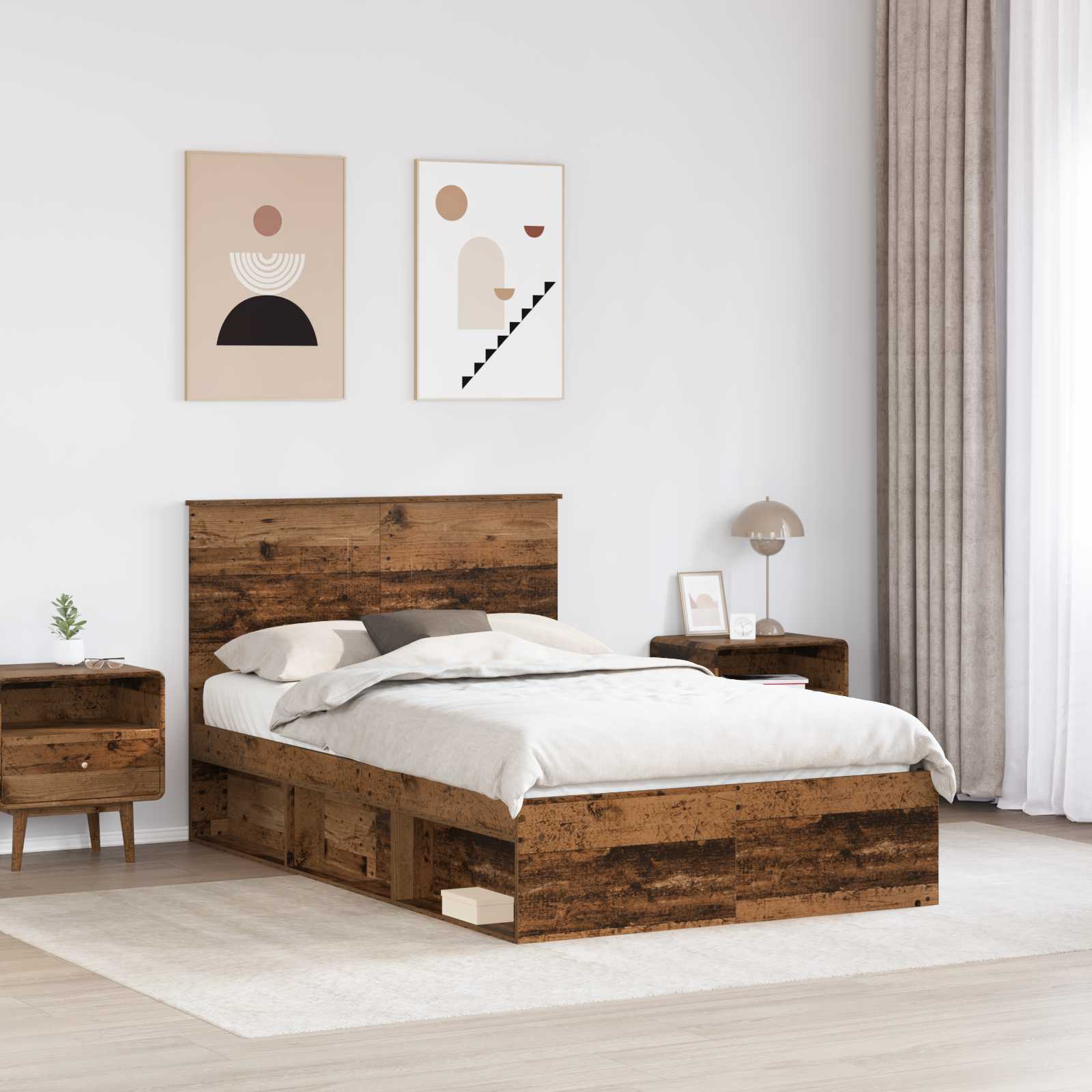 Krevetna konstrukcija s uzglavljem Staro drvo 120 x 190 cm