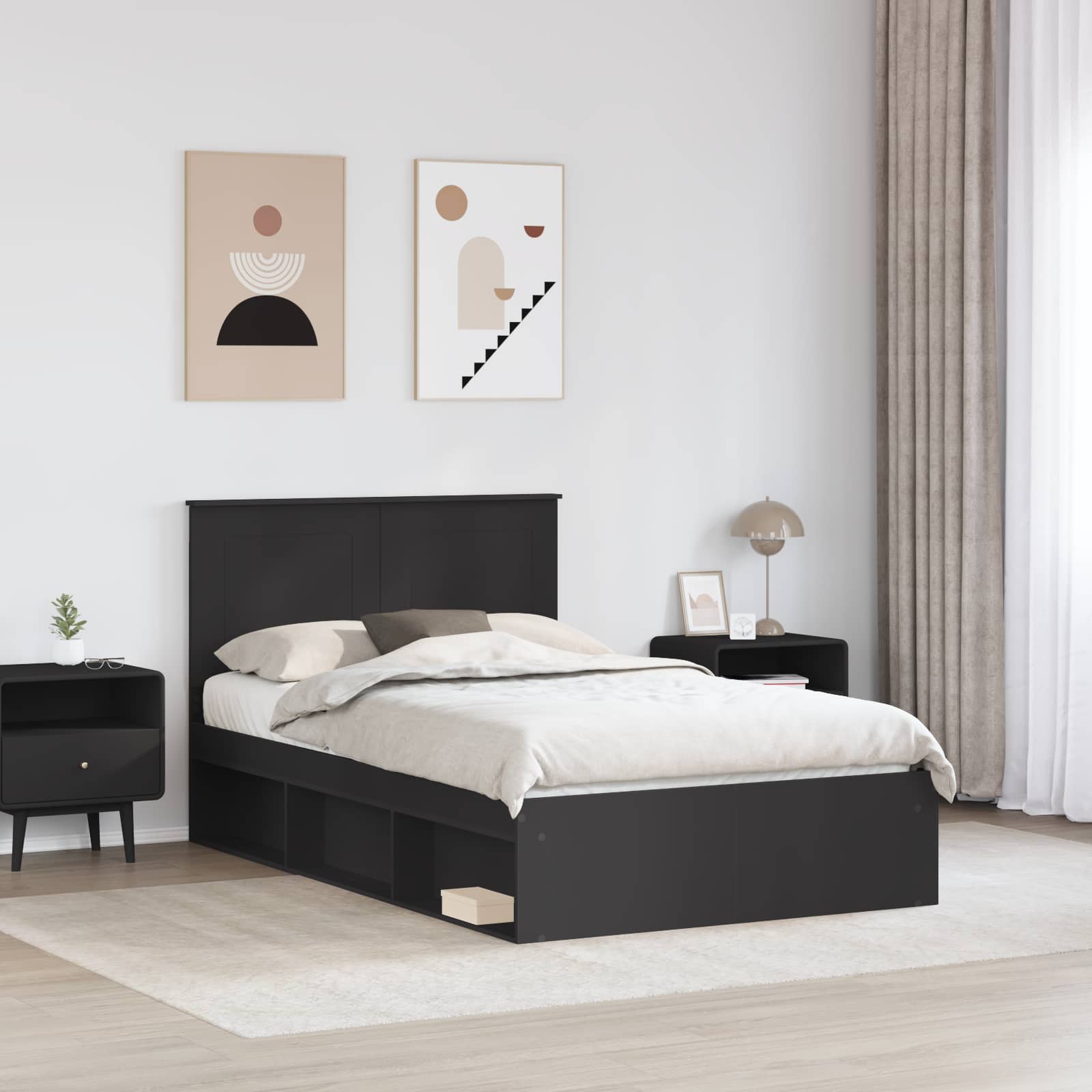 Krevetna konstrukcija Crna 120 x 200 cm Čvrsto borovo drvo