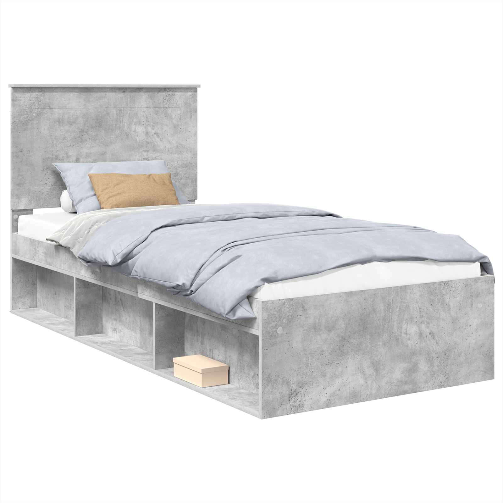 Krevetna konstrukcija s uzglavljem Betonska siva 90 x 190 cm