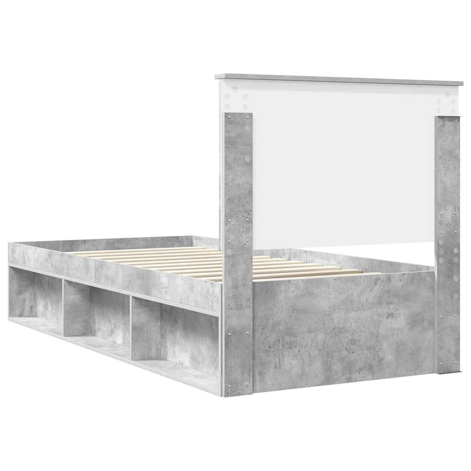 Krevetna konstrukcija s uzglavljem Betonska siva 90 x 190 cm