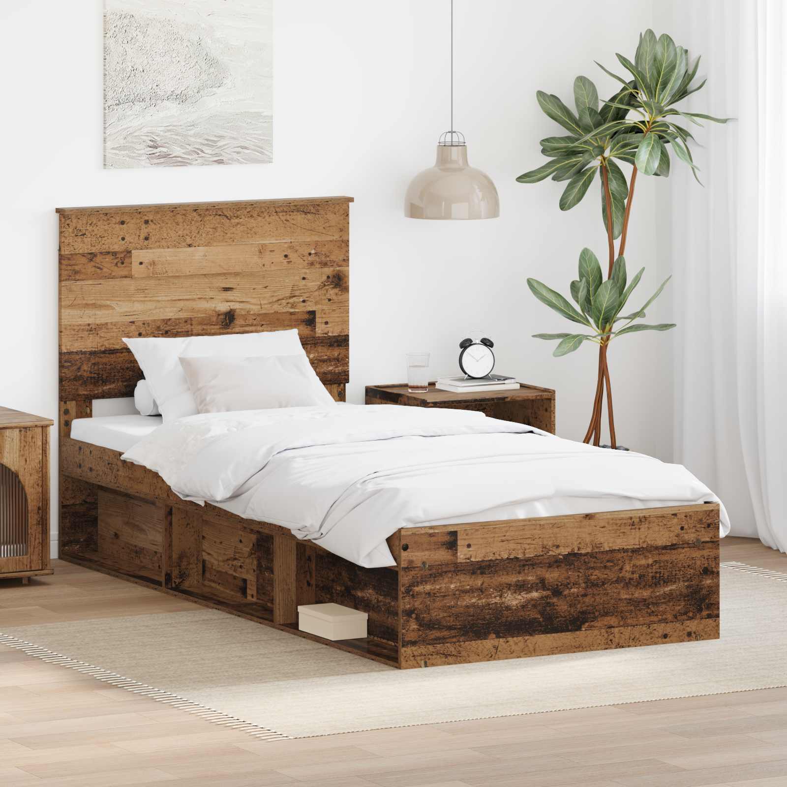 Krevetna konstrukcija Staro drvo 90 x 200 cm Čvrsto borovo drvo