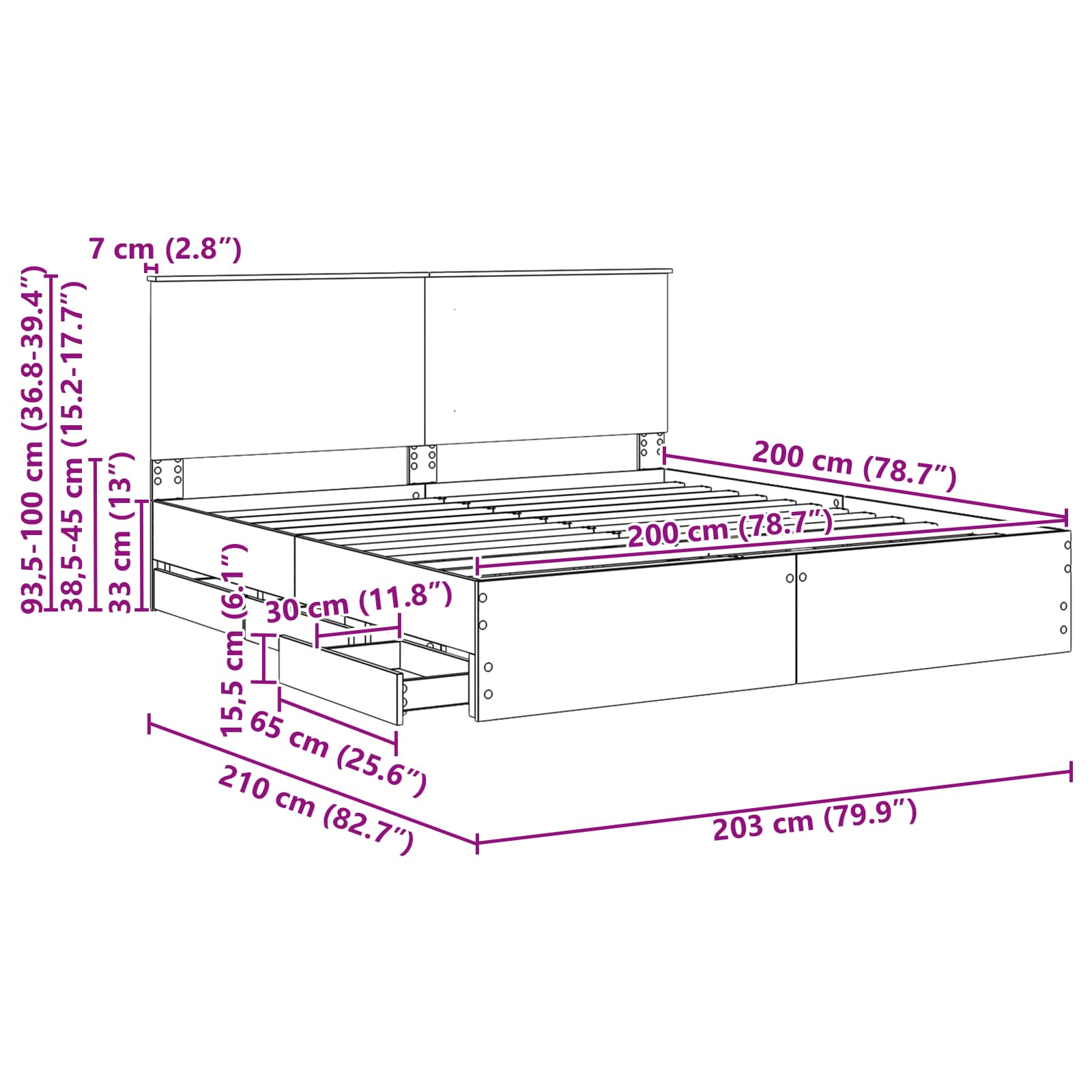 Krevetna konstrukcija Siva Sonoma 200 x 200 cm Inženjersko Drvo