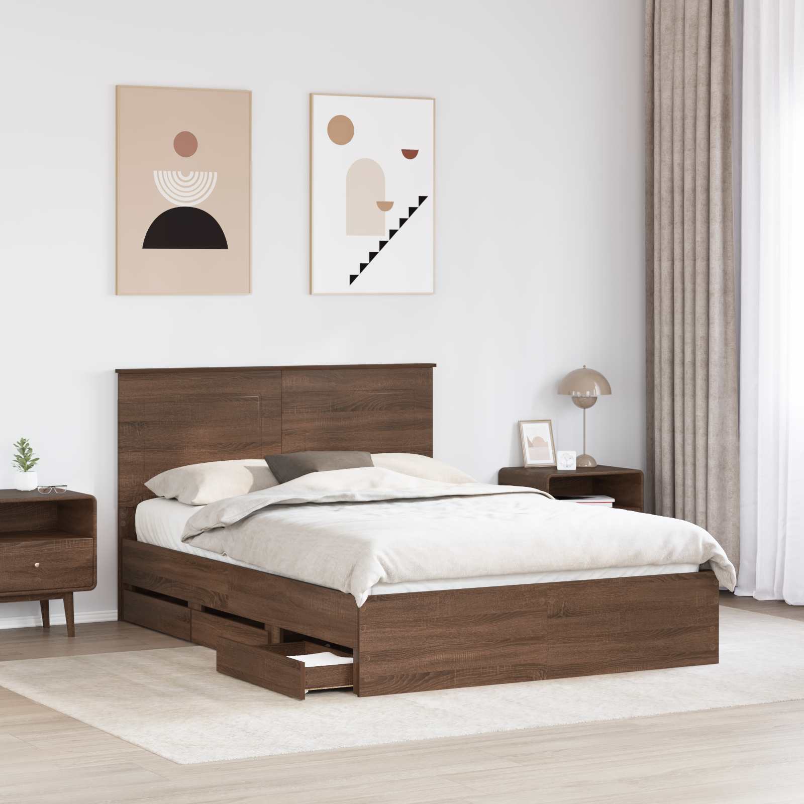 Krevetna konstrukcija Smeđi hrast 150 x 200 cm Inženjersko Drvo