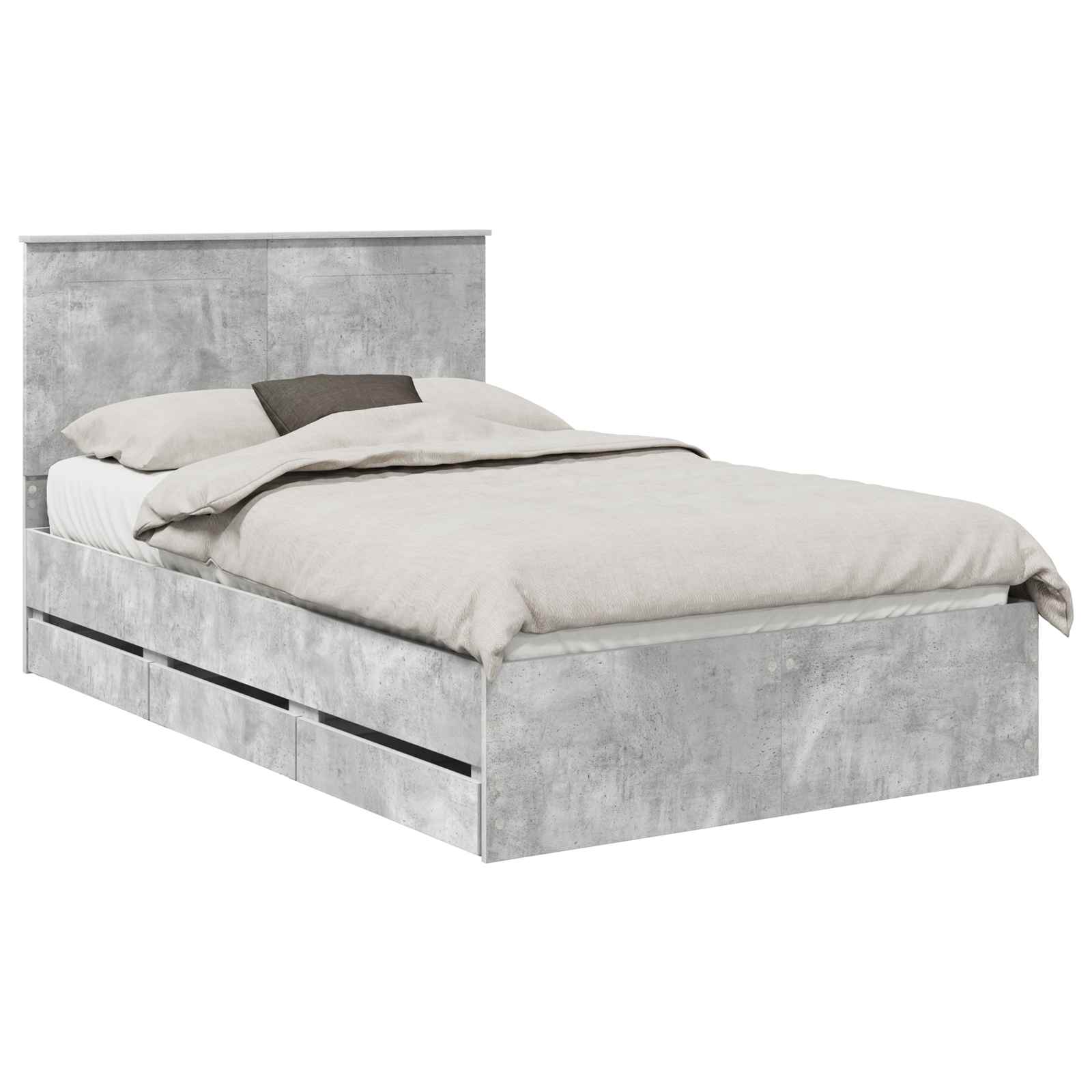 Krevetna konstrukcija s ladicama Betonski sivi 135 x 190 cm