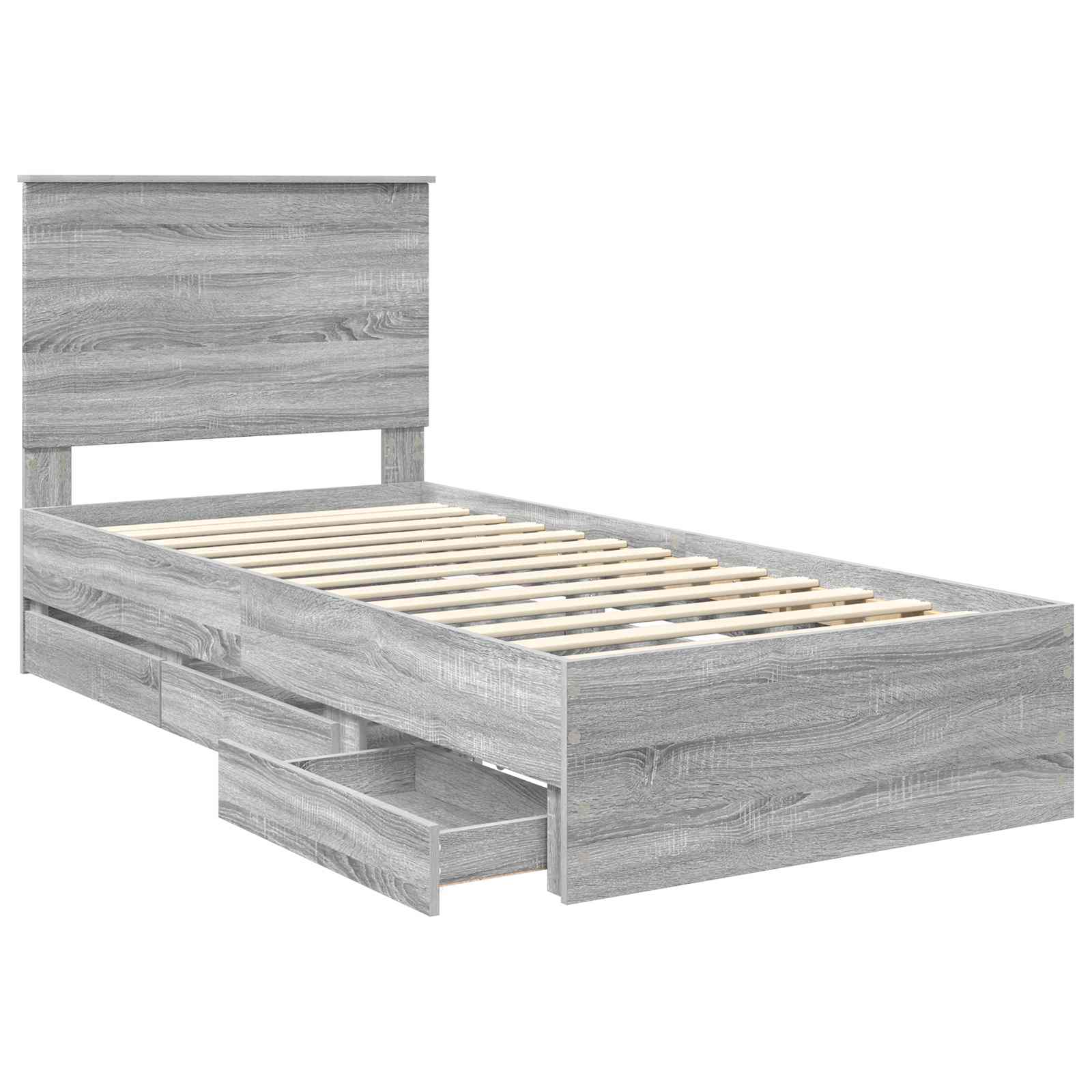 Krevetna konstrukcija Siva Sonoma 75 x 190 cm Inženjersko Drvo