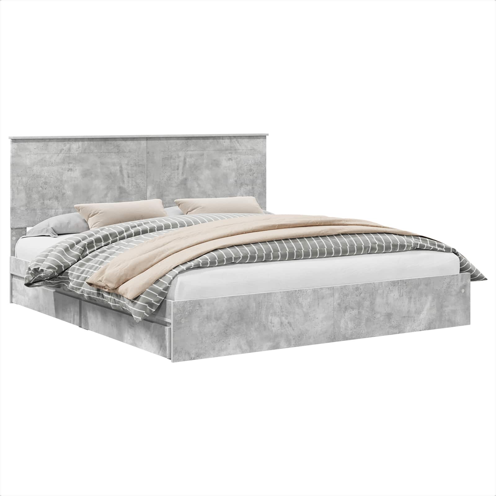 Krevet s od storage s uzglavljem Betonski sivi 200 x 200 cm