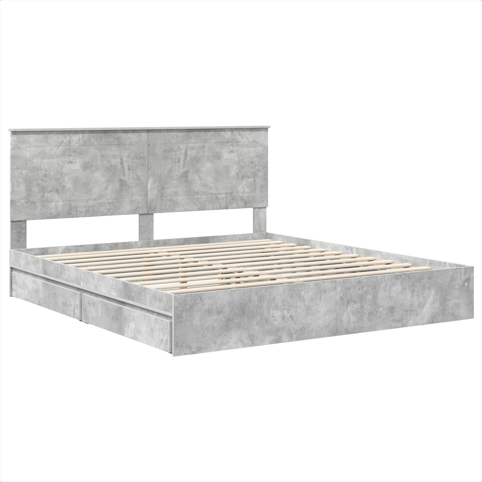 Krevet s od storage s uzglavljem Betonski sivi 200 x 200 cm