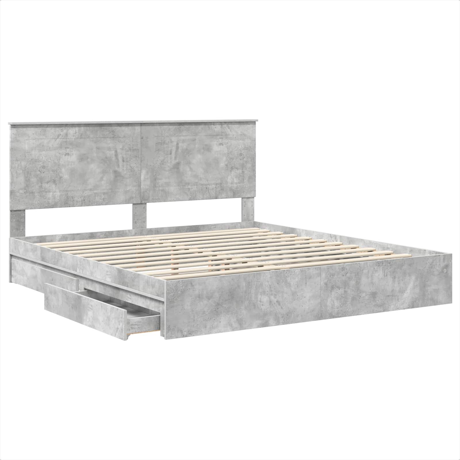 Krevet s od storage s uzglavljem Betonski sivi 200 x 200 cm