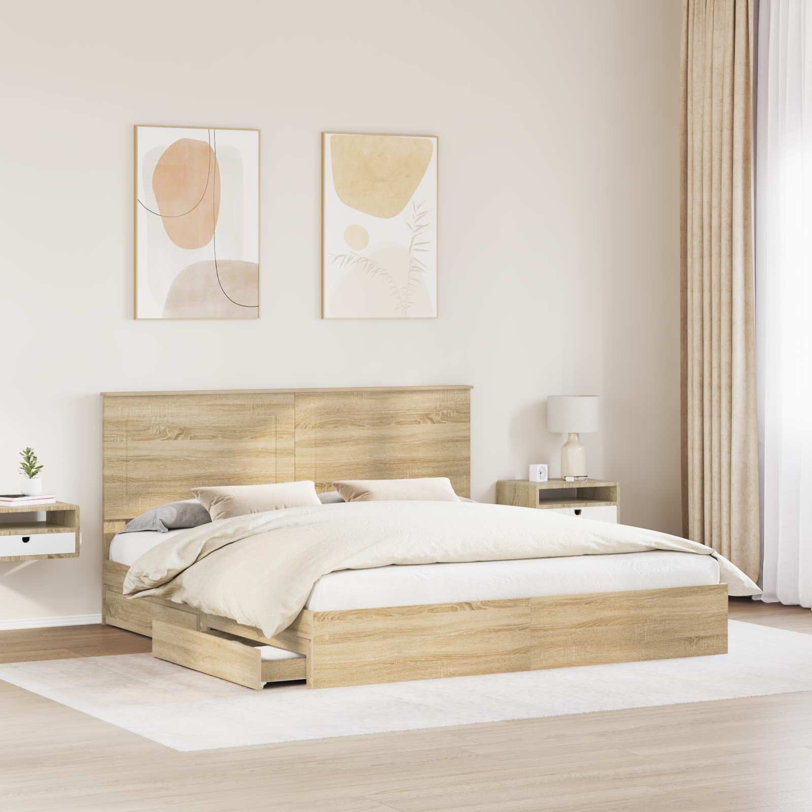 Krevet s od storage Sonoma hrast 180 x 200 cm Konstruirano drvo