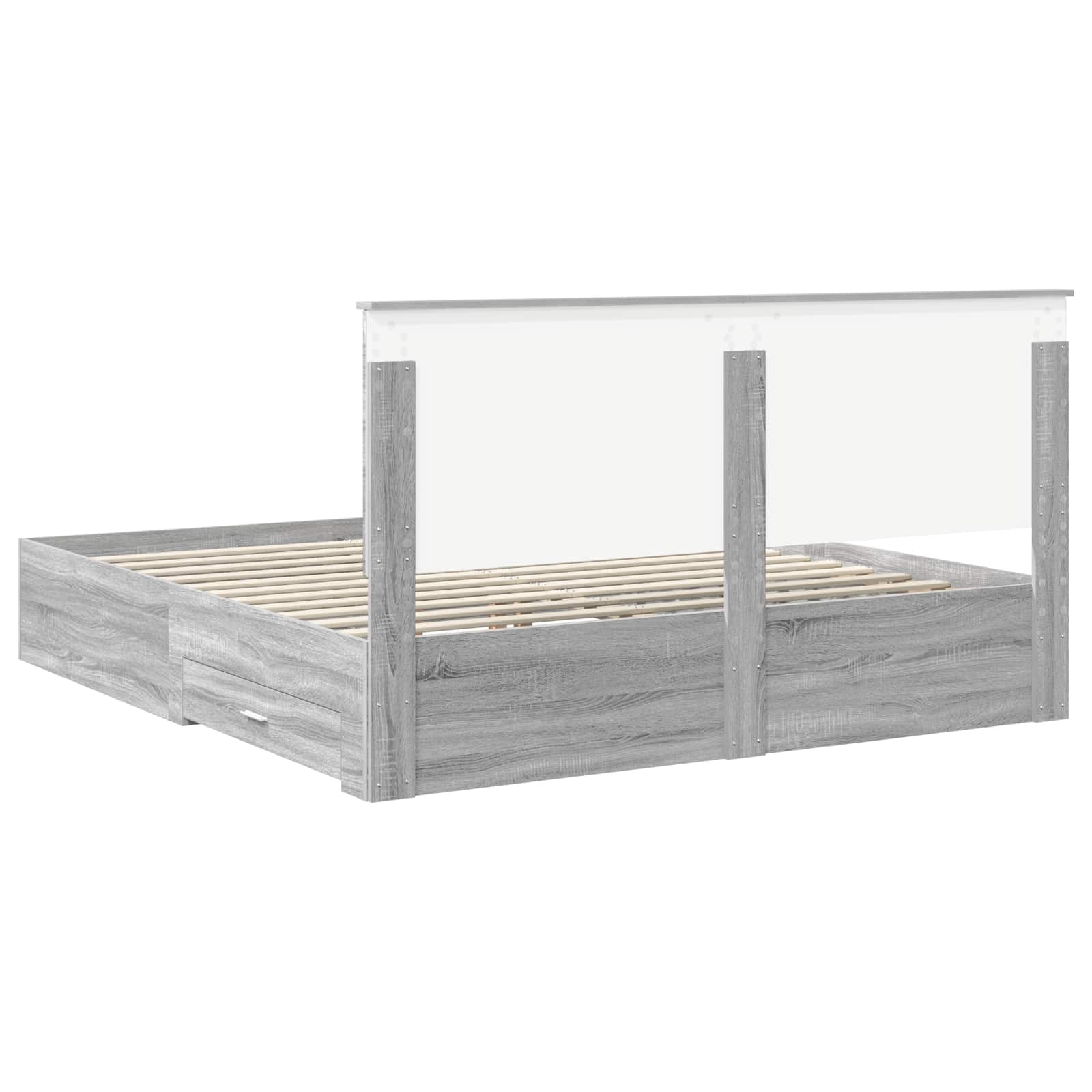 Krevet s od storage Siva Sonoma 180 x 200 cm Konstruirano drvo