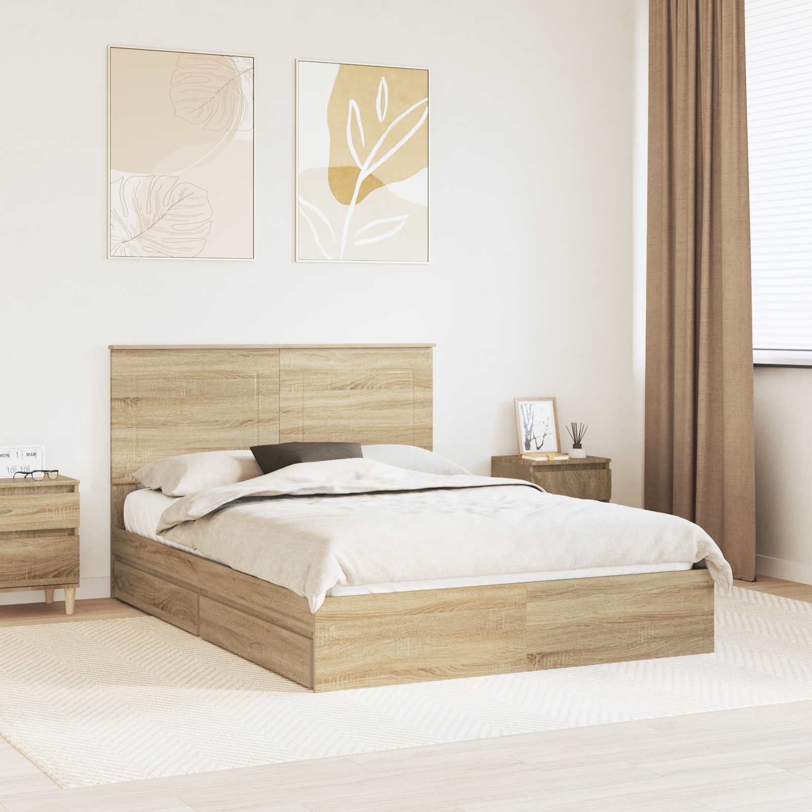 Krevet s od storage Sonoma hrast 150 x 200 cm Konstruirano drvo