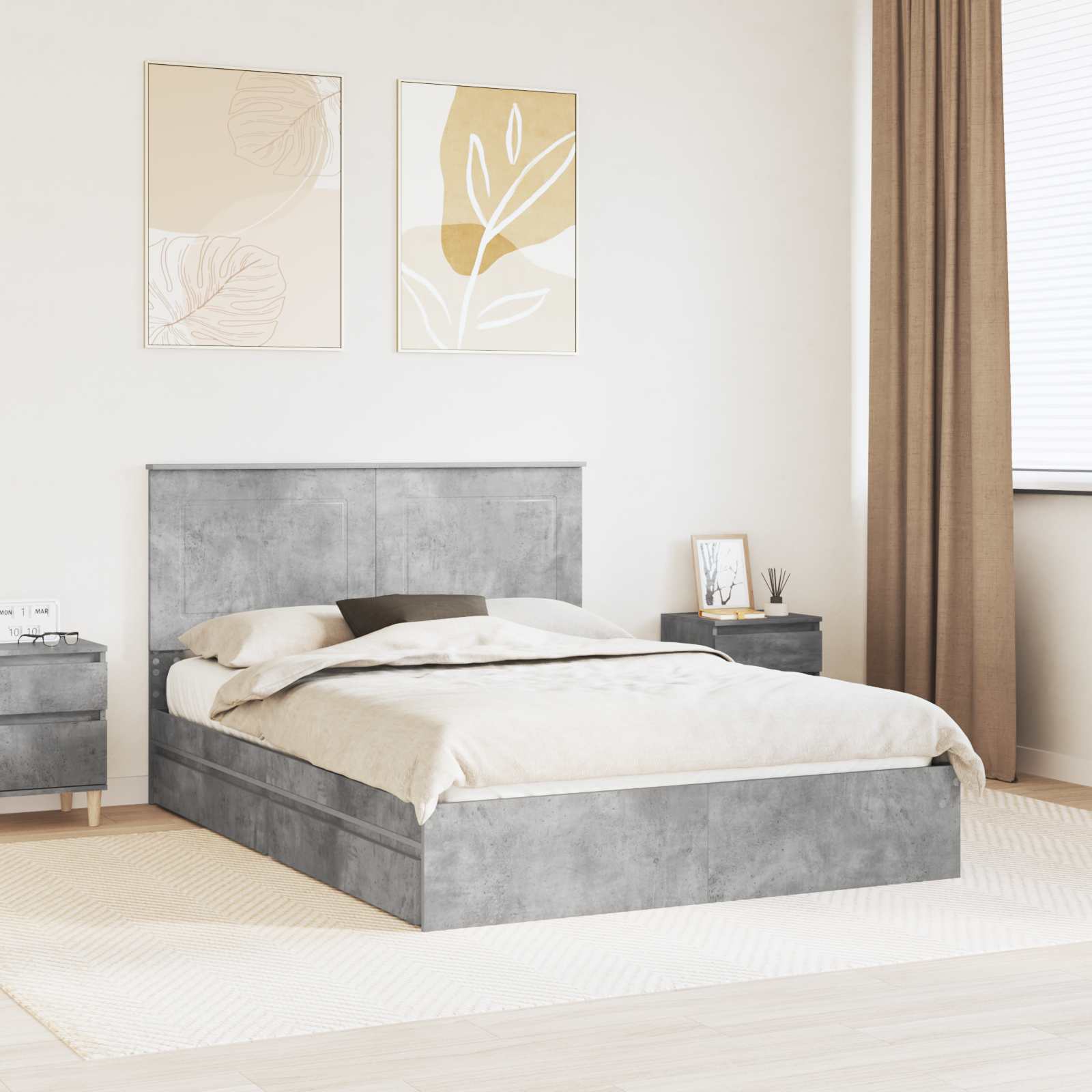 Krevet s od storage s uzglavljem Betonski sivi 150 x 200 cm