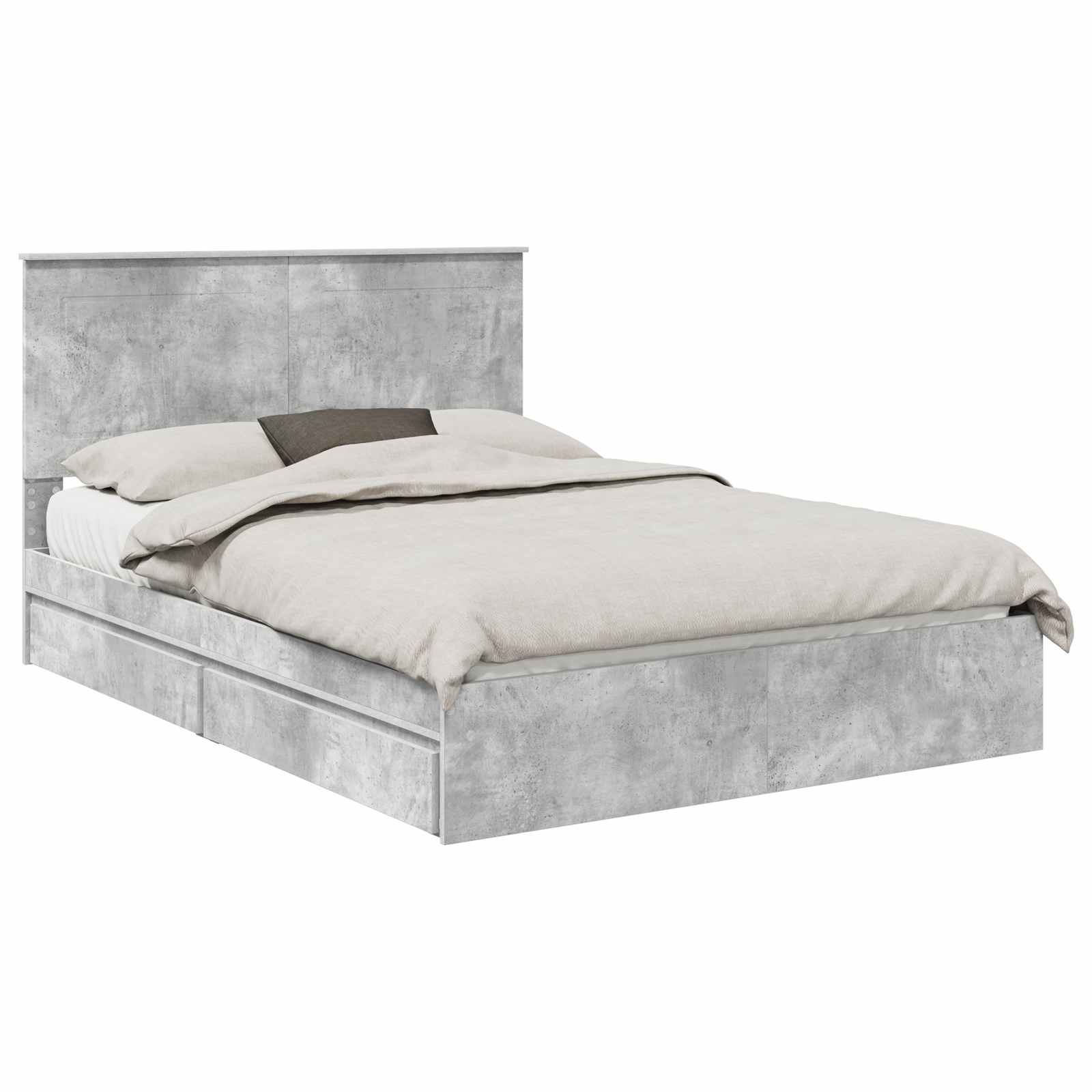 Krevet s od storage s uzglavljem Betonski sivi 150 x 200 cm