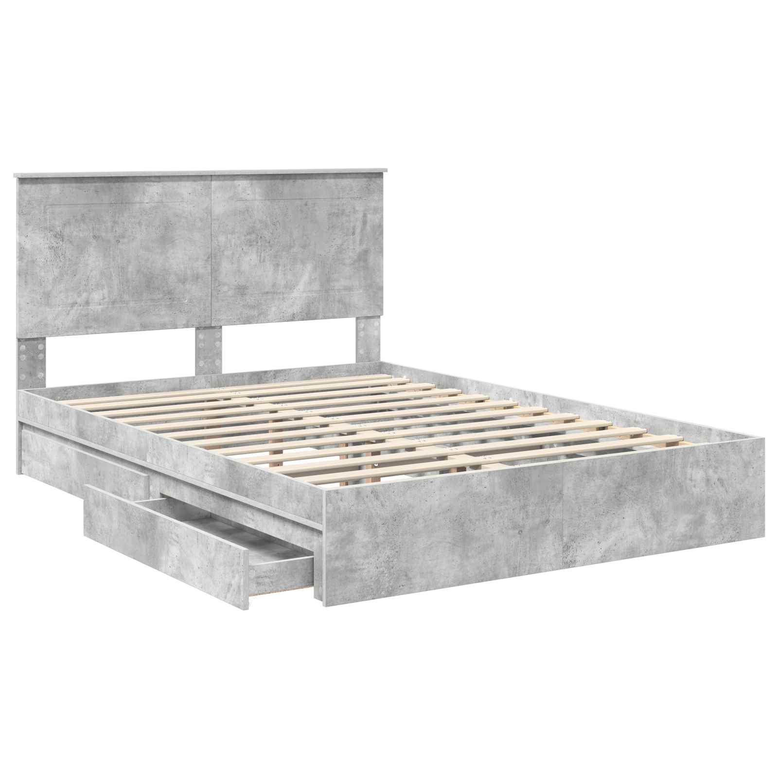 Krevet s od storage s uzglavljem Betonski sivi 150 x 200 cm