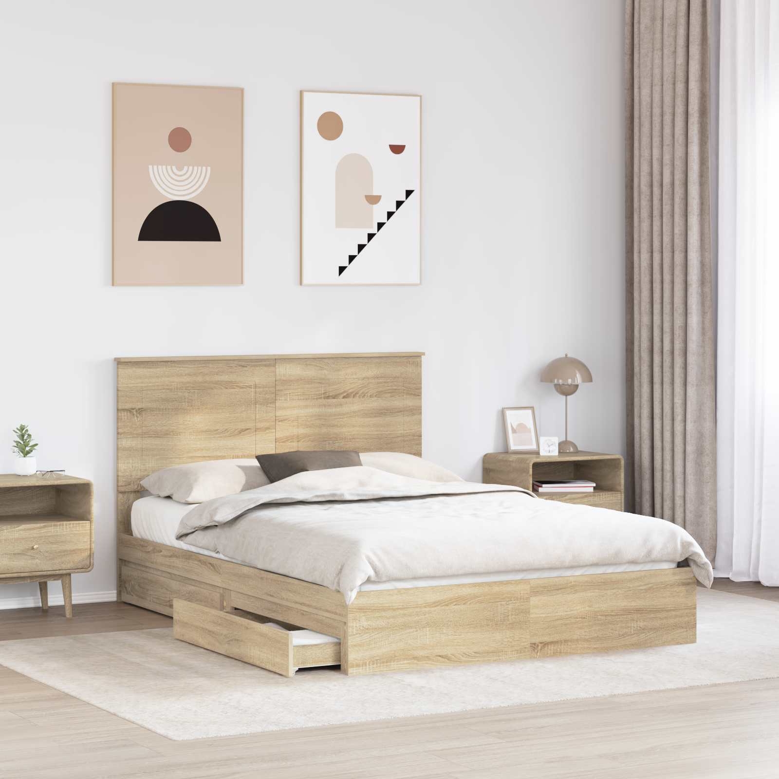 Krevet s od storage Sonoma hrast 140 x 190 cm Konstruirano drvo