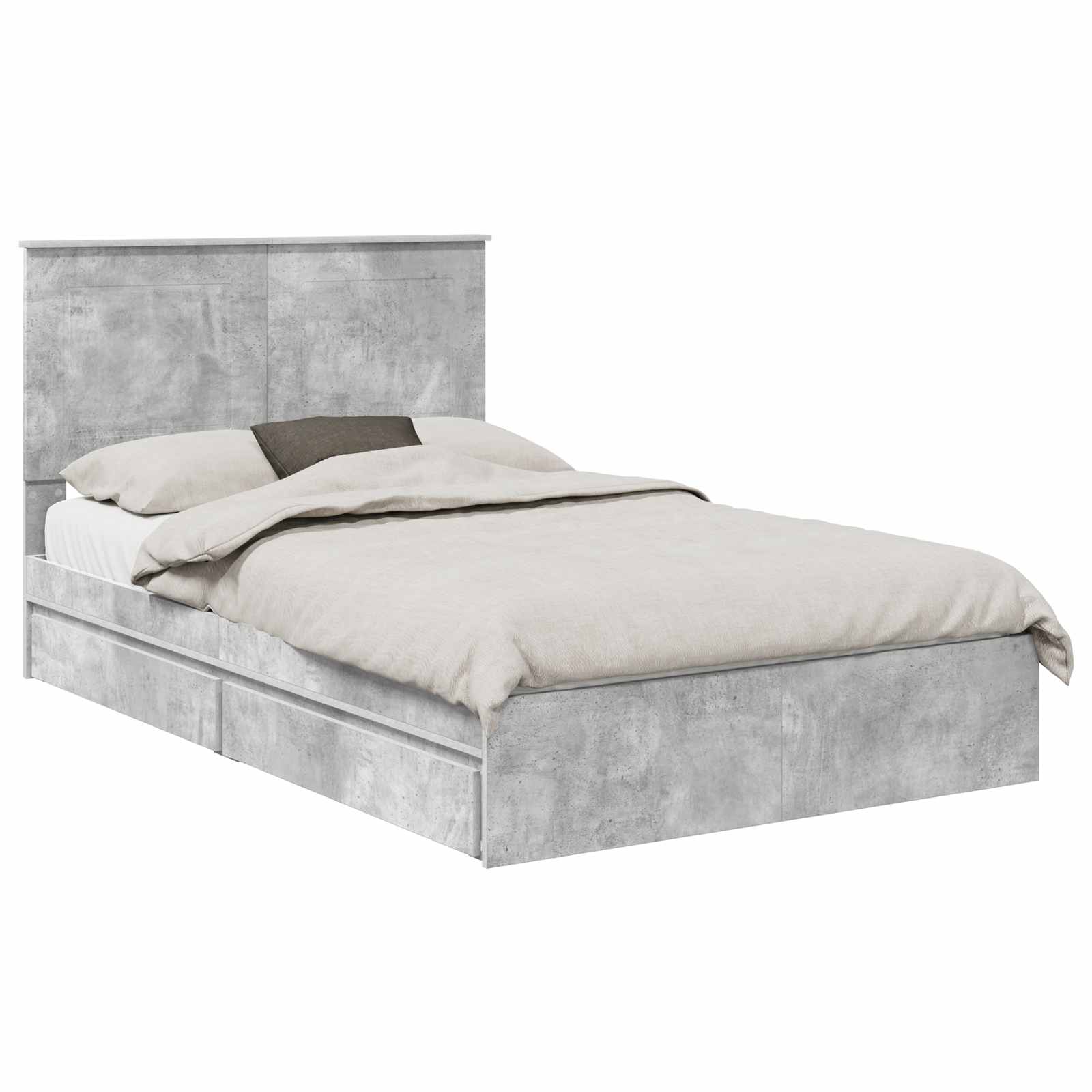 Krevet s od storage s uzglavljem Betonski sivi 135 x 190 cm
