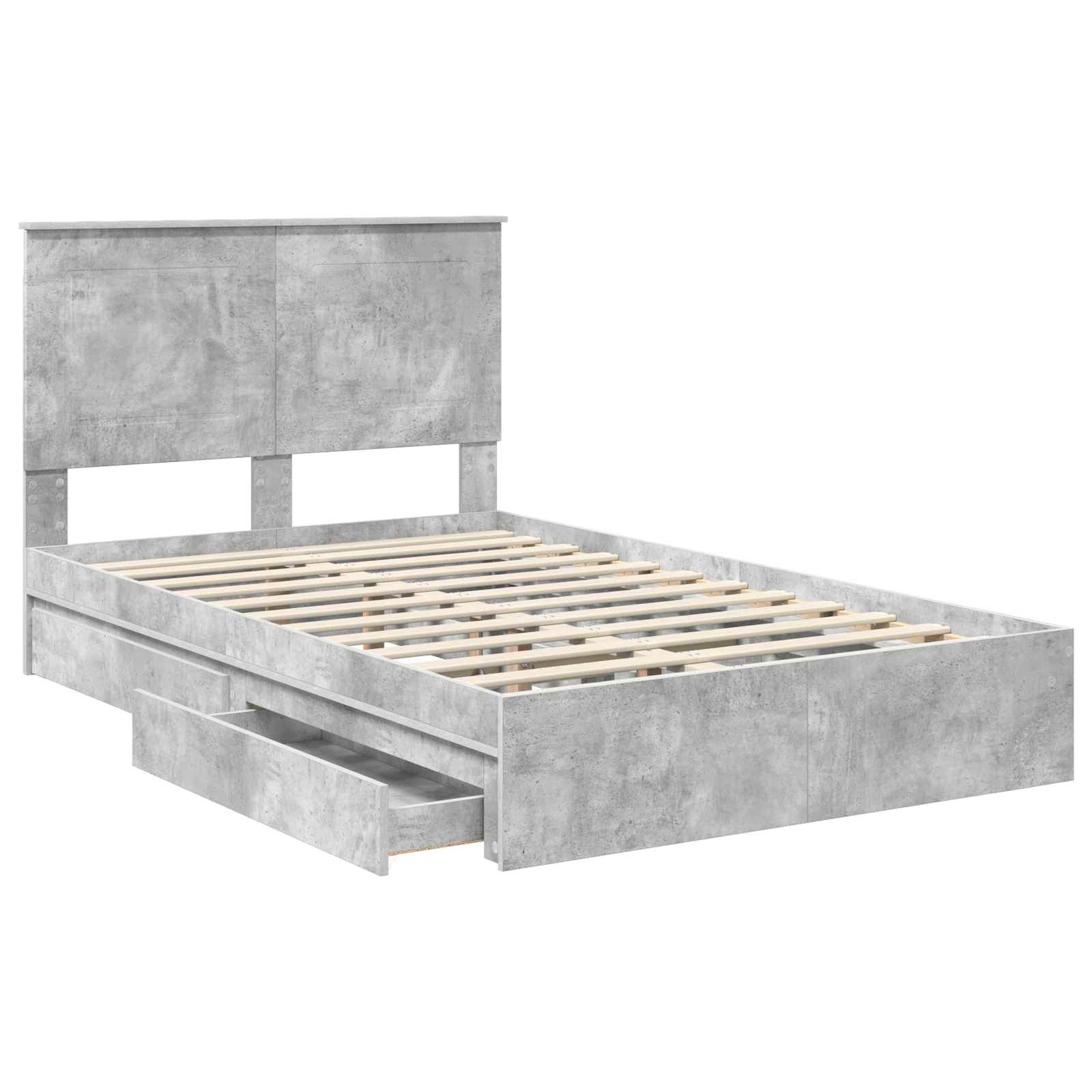 Krevet s od storage s uzglavljem Betonski sivi 135 x 190 cm