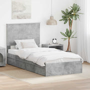 Krevet s od storage s uzglavljem Betonski sivi 100 x 200 cm