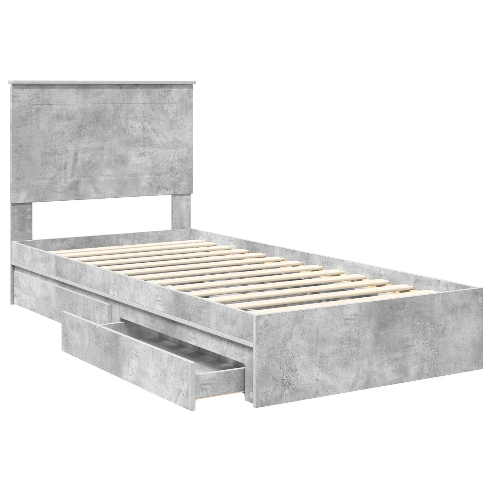 Krevet s od storage s uzglavljem Betonski sivi 100 x 200 cm