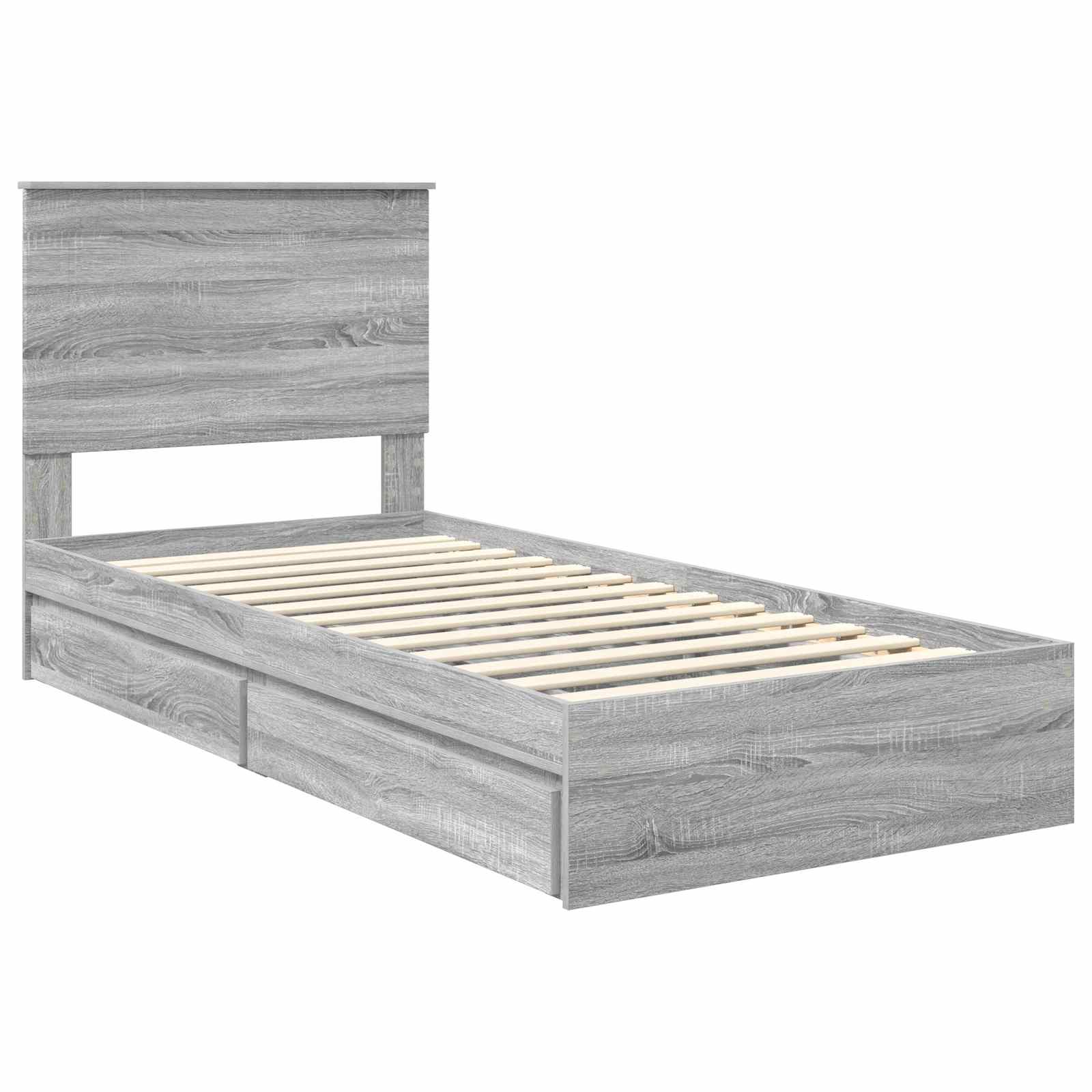 Krevet s od storage Siva Sonoma 100 x 200 cm Konstruirano drvo