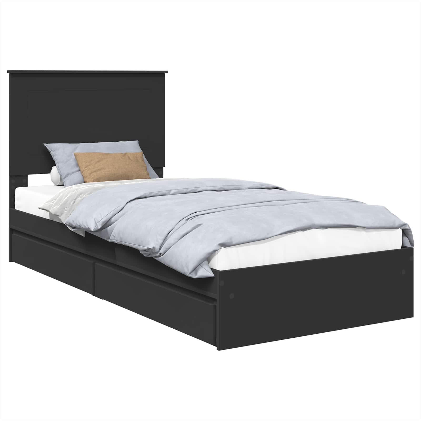 Krevet s od storage Crna 90 x 190 cm Konstruirano drvo