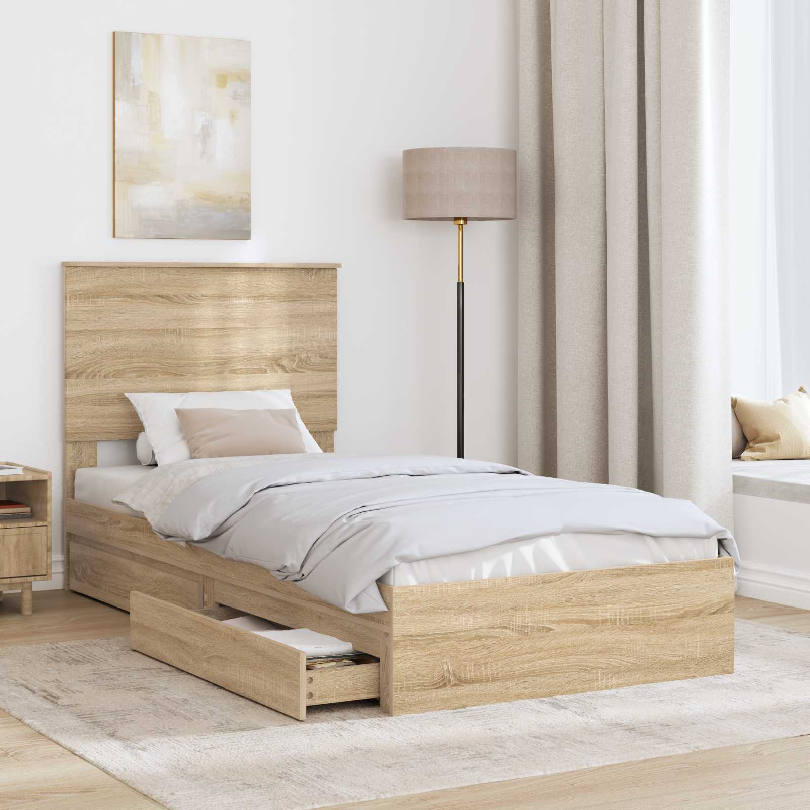 Krevet s od storage Sonoma hrast 90 x 190 cm Konstruirano drvo