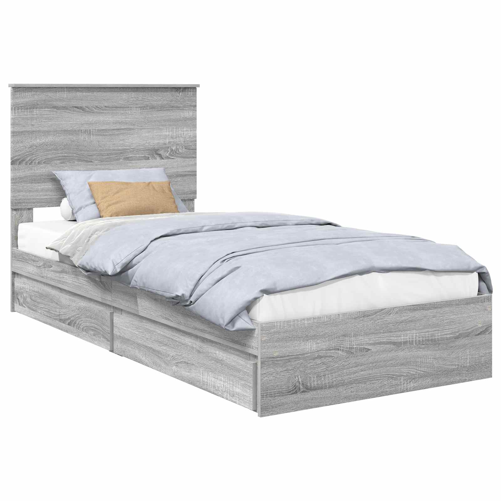 Krevet s od storage Siva Sonoma 90 x 190 cm Konstruirano drvo
