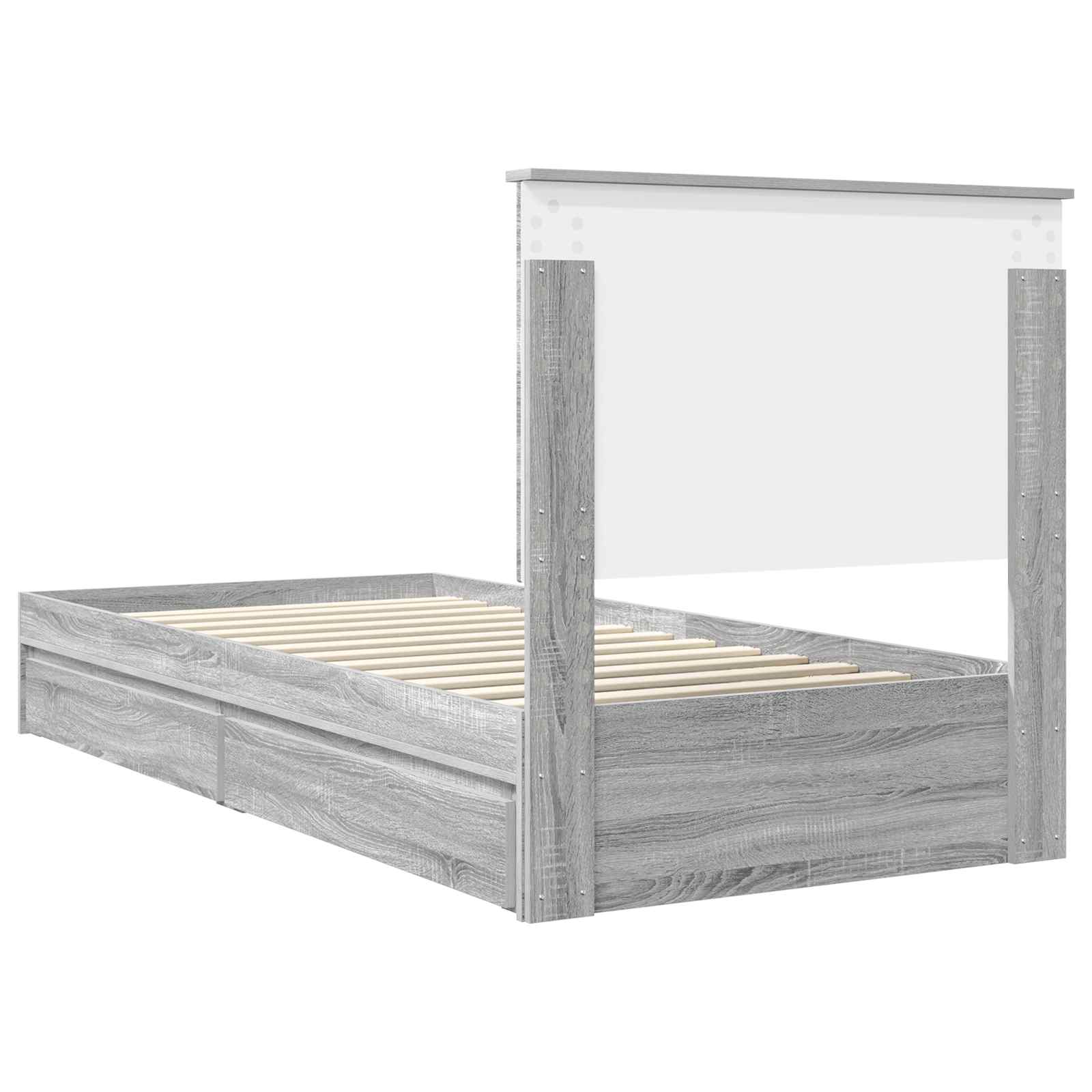 Krevet s od storage Siva Sonoma 90 x 190 cm Konstruirano drvo