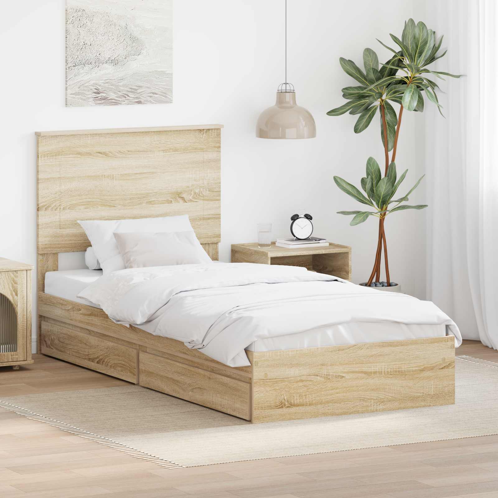 Krevet s od storage Sonoma hrast 90 x 200 cm Konstruirano drvo