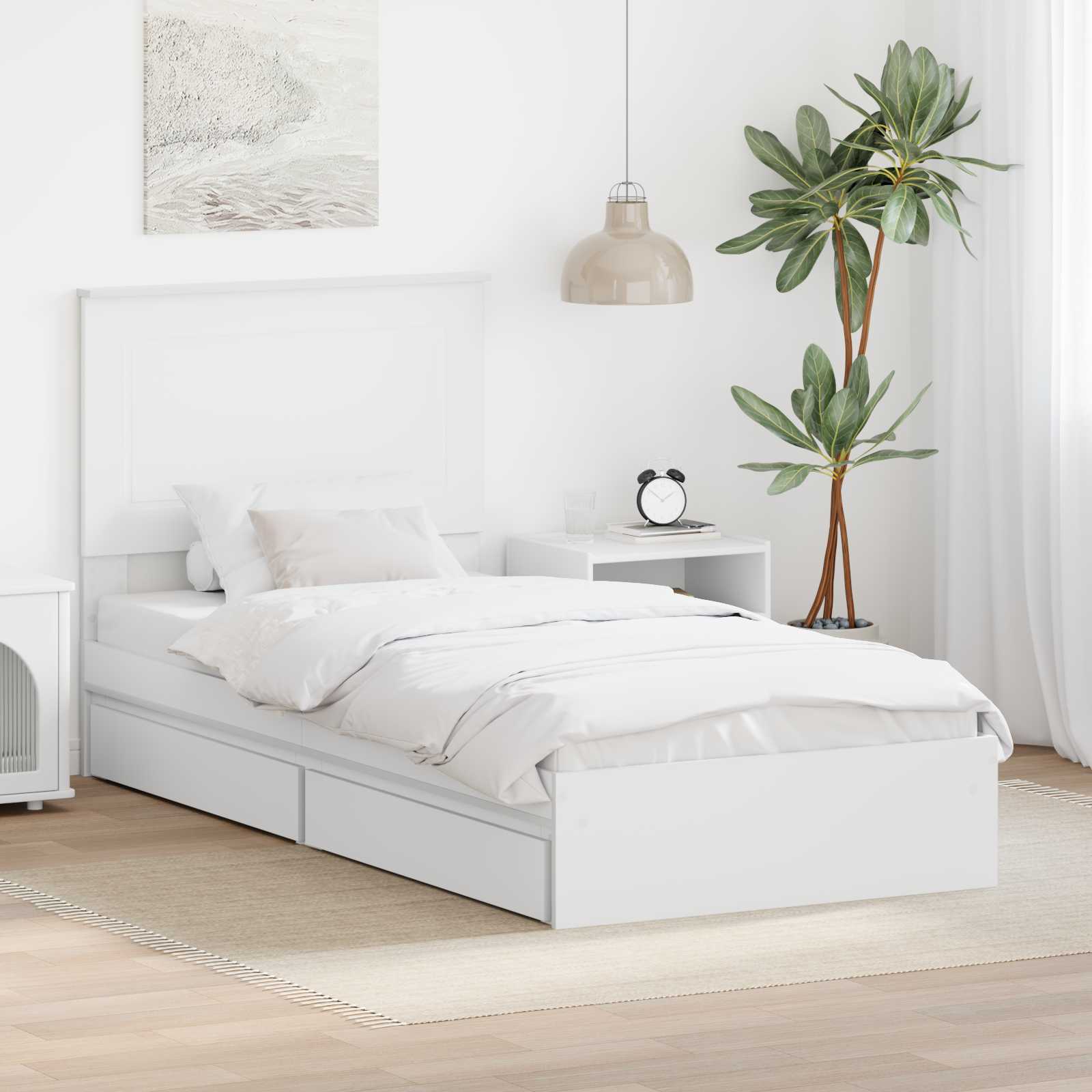Krevet s od storage Bijelo 75 x 190 cm Konstruirano drvo