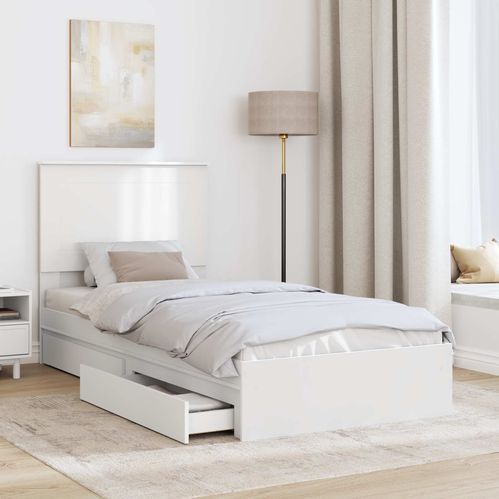 Krevet s od storage Bijelo 75 x 190 cm Konstruirano drvo