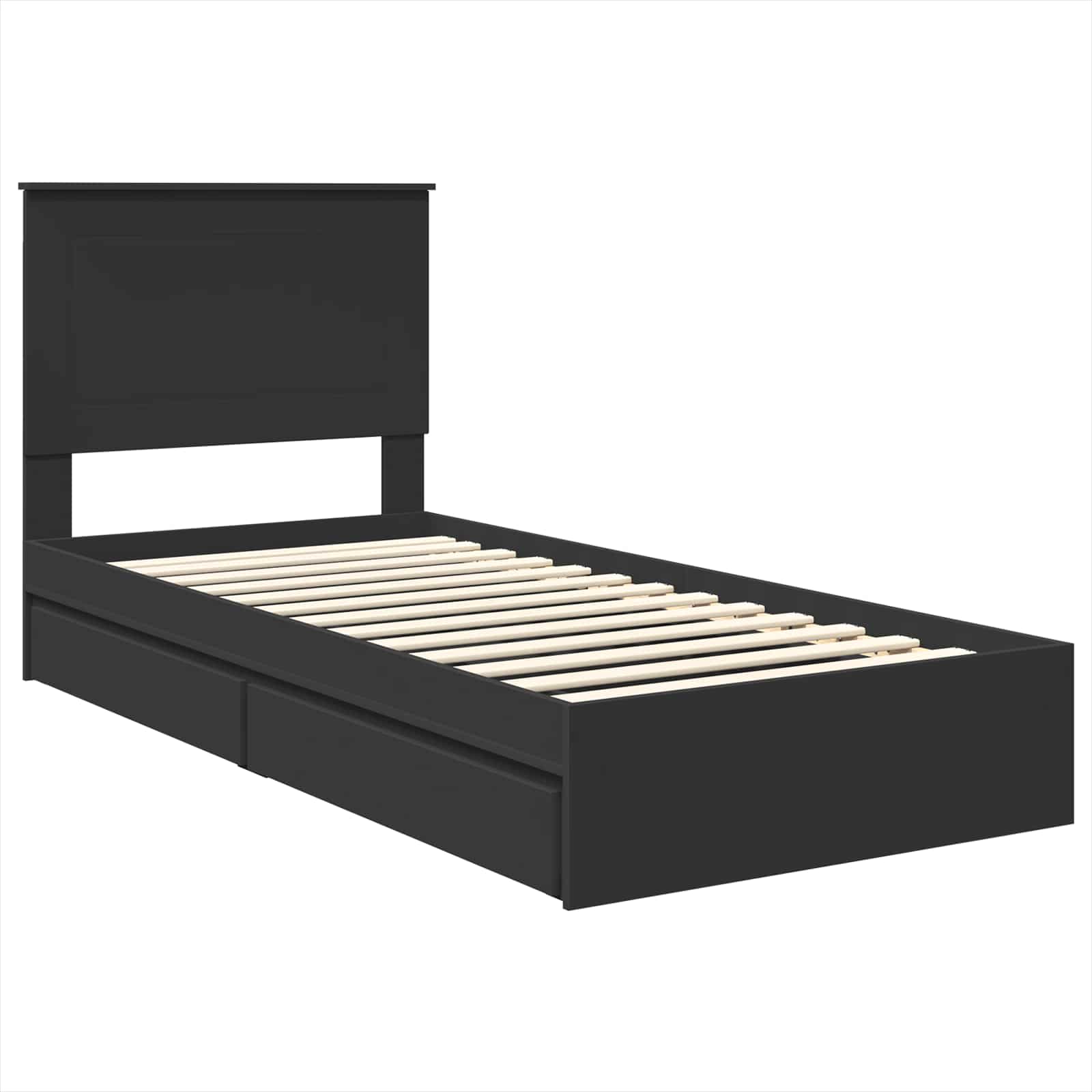 Krevet s od storage Crna 75 x 190 cm Konstruirano drvo