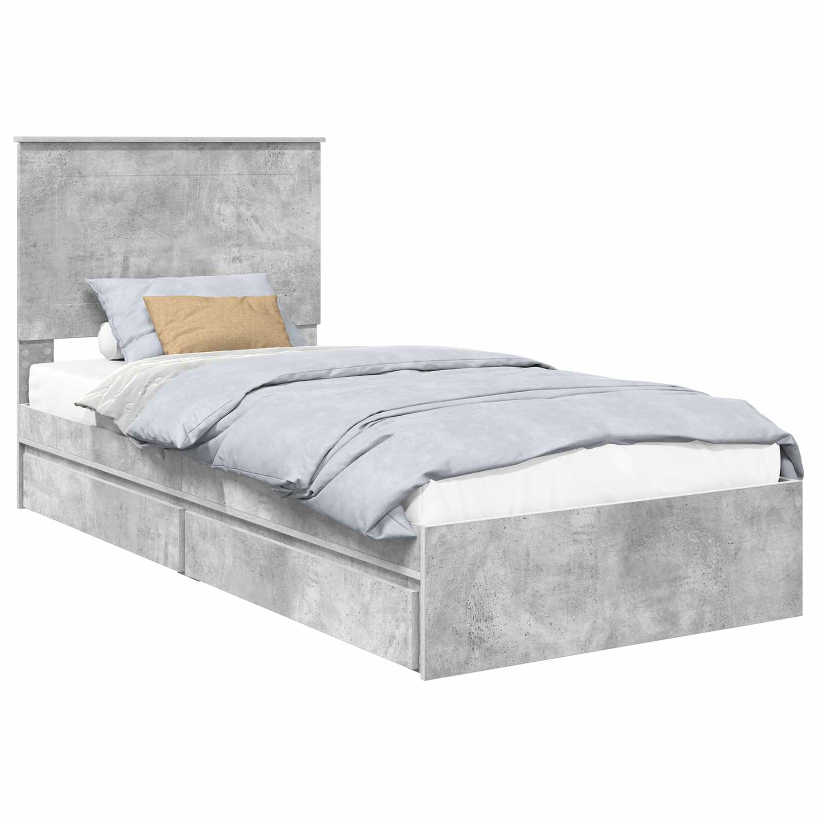 Krevet s od storage Betonski sivi 75 x 190 cm Konstruirano drvo