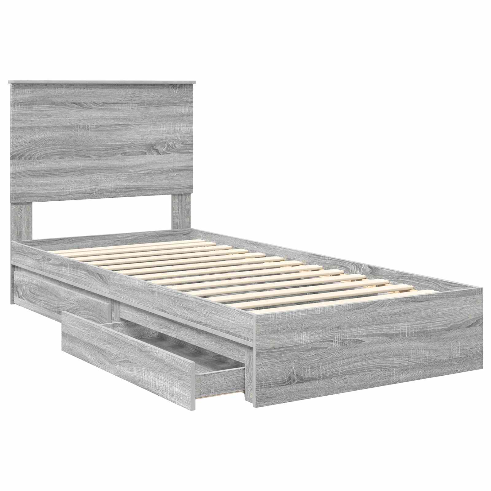 Krevet s od storage Siva Sonoma 75 x 190 cm Konstruirano drvo