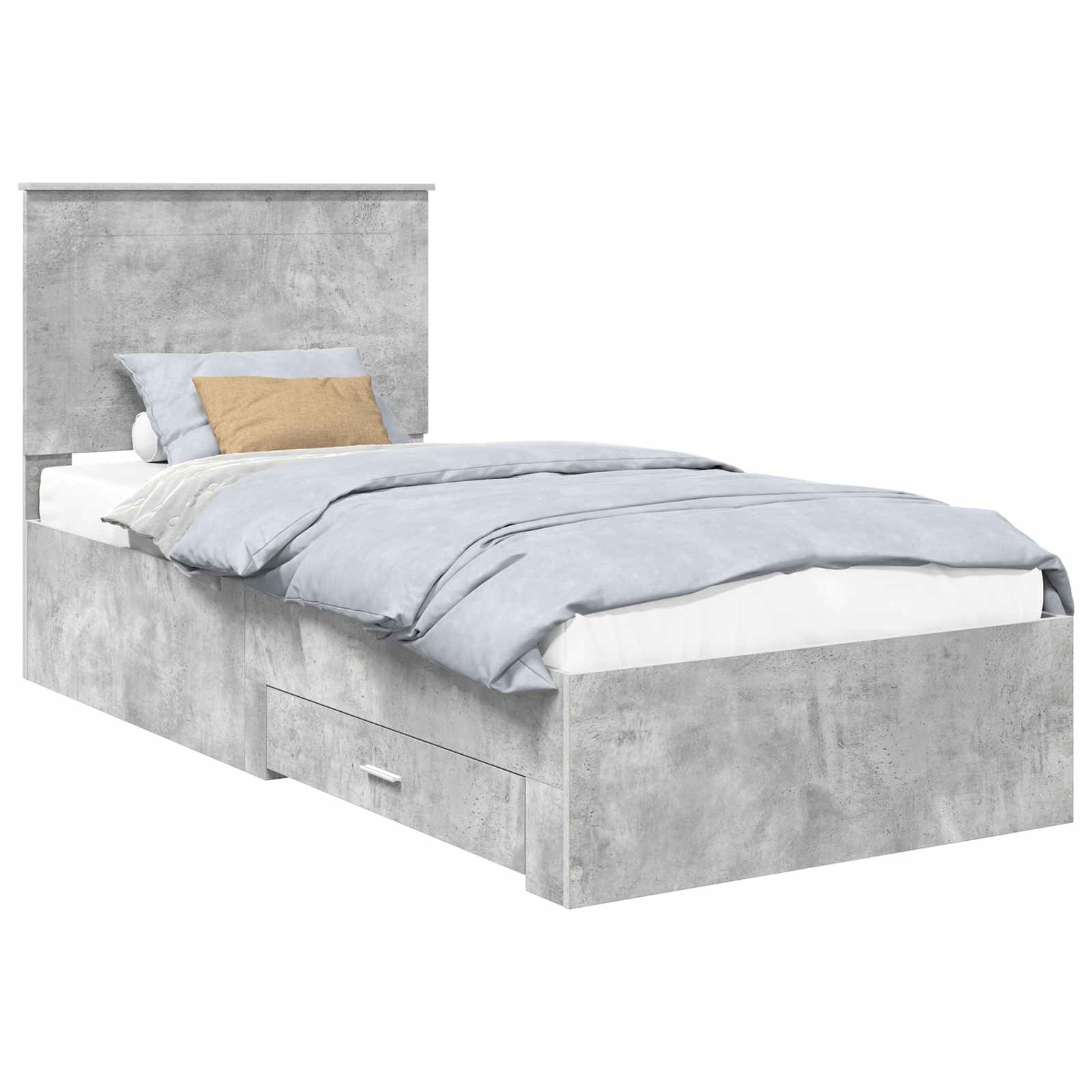 Krevetna konstrukcija s uzglavljem Betonski sivi 90 x 190 cm
