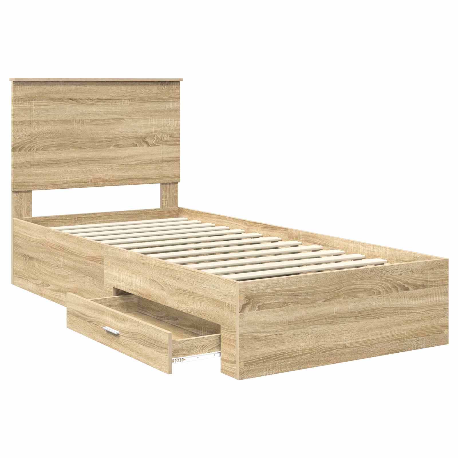 Krevetna konstrukcija Sonoma hrast i srebrna 75 x 190 cm