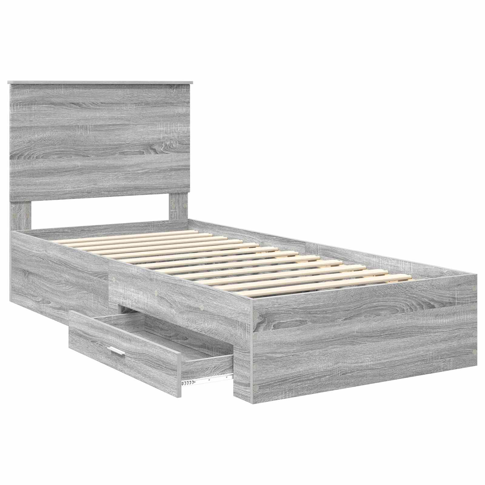 Krevetna konstrukcija Sivi Sonoma i srebrna 75 x 190 cm