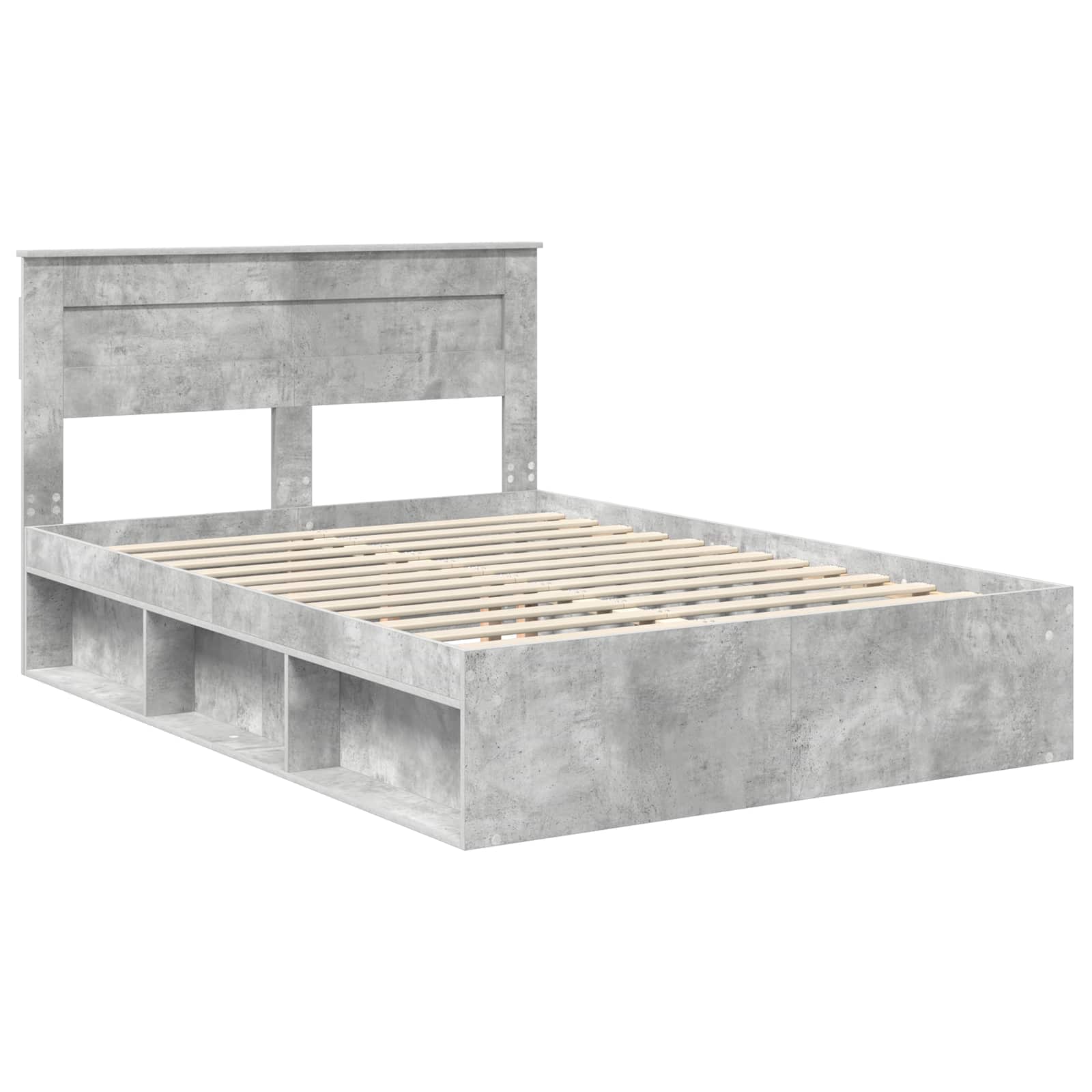Krevetna konstrukcija Beton 140 x 190 cm Čvrsto borovo drvo