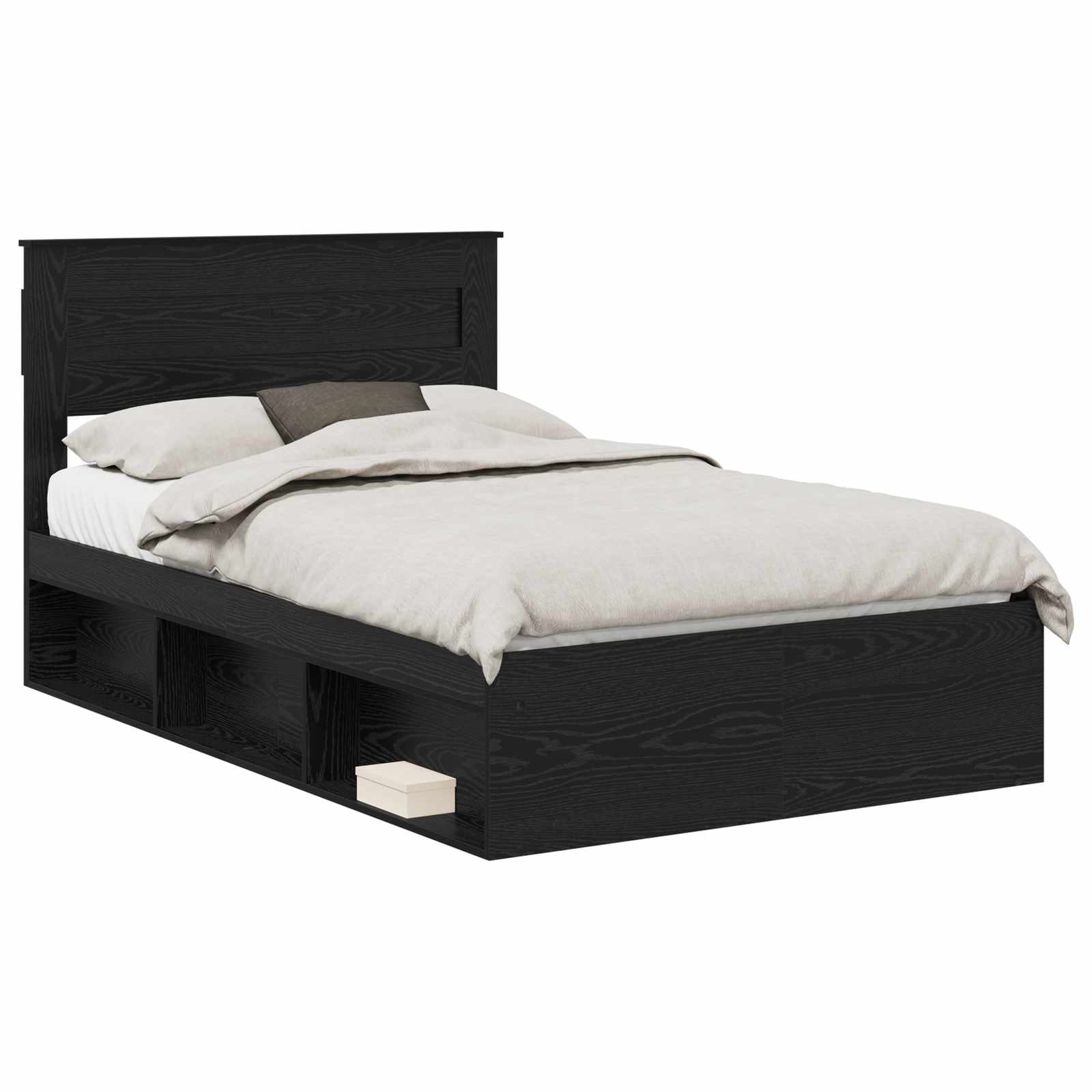 Krevetna konstrukcija Crna 135 x 190 cm Čvrsto borovo drvo