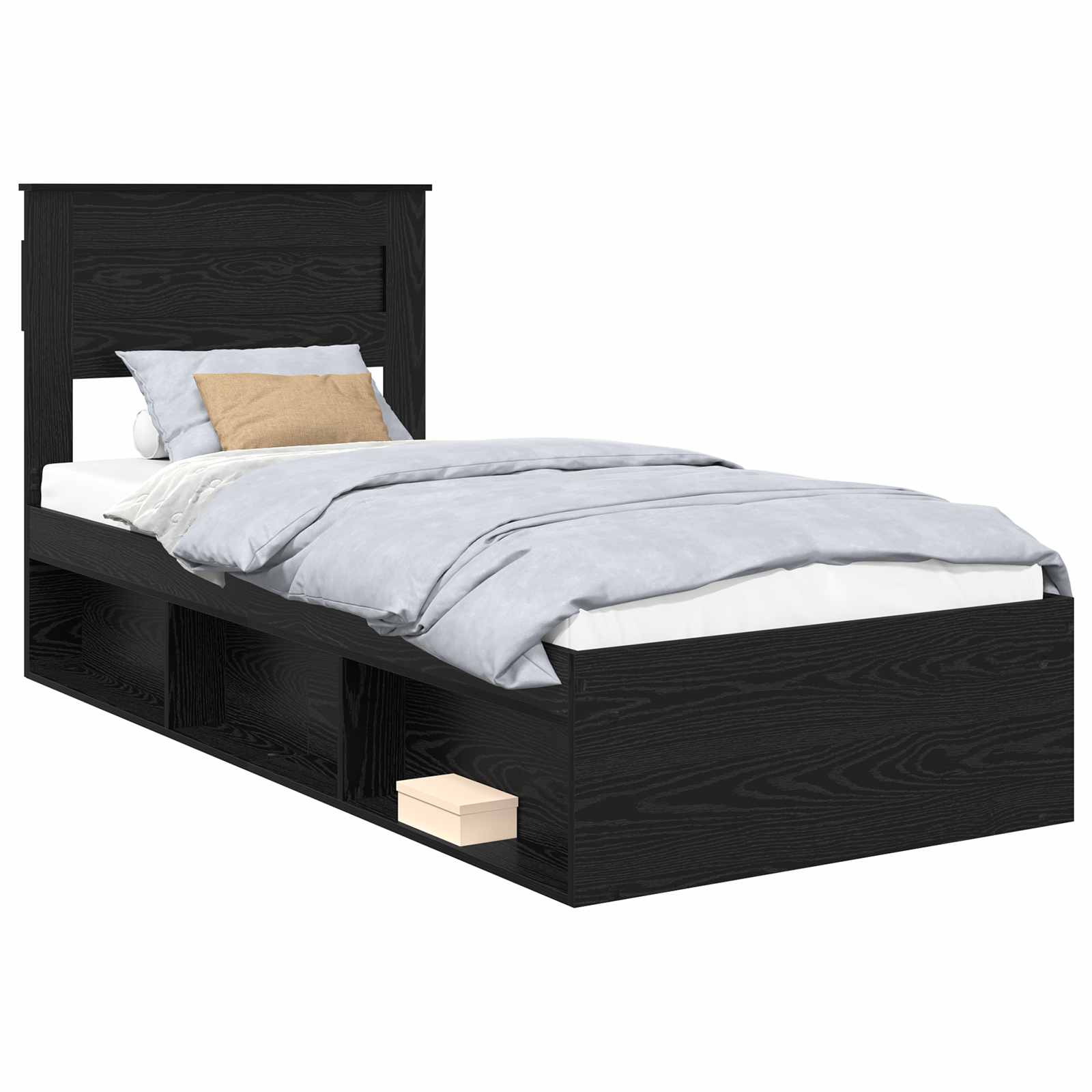 Krevetna konstrukcija Crna 90 x 190 cm Čvrsto borovo drvo