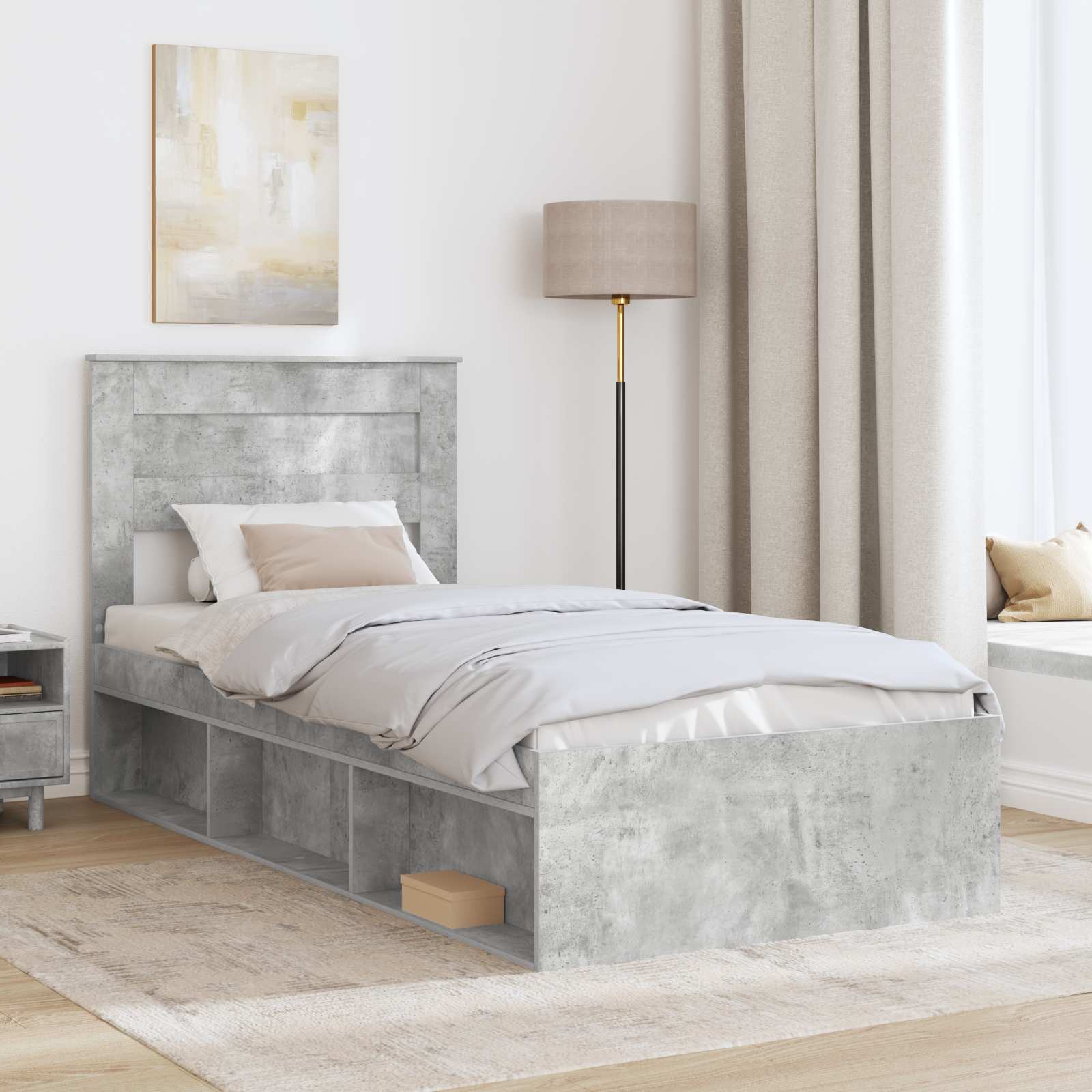 Krevetna konstrukcija Beton 90 x 200 cm Čvrsto borovo drvo