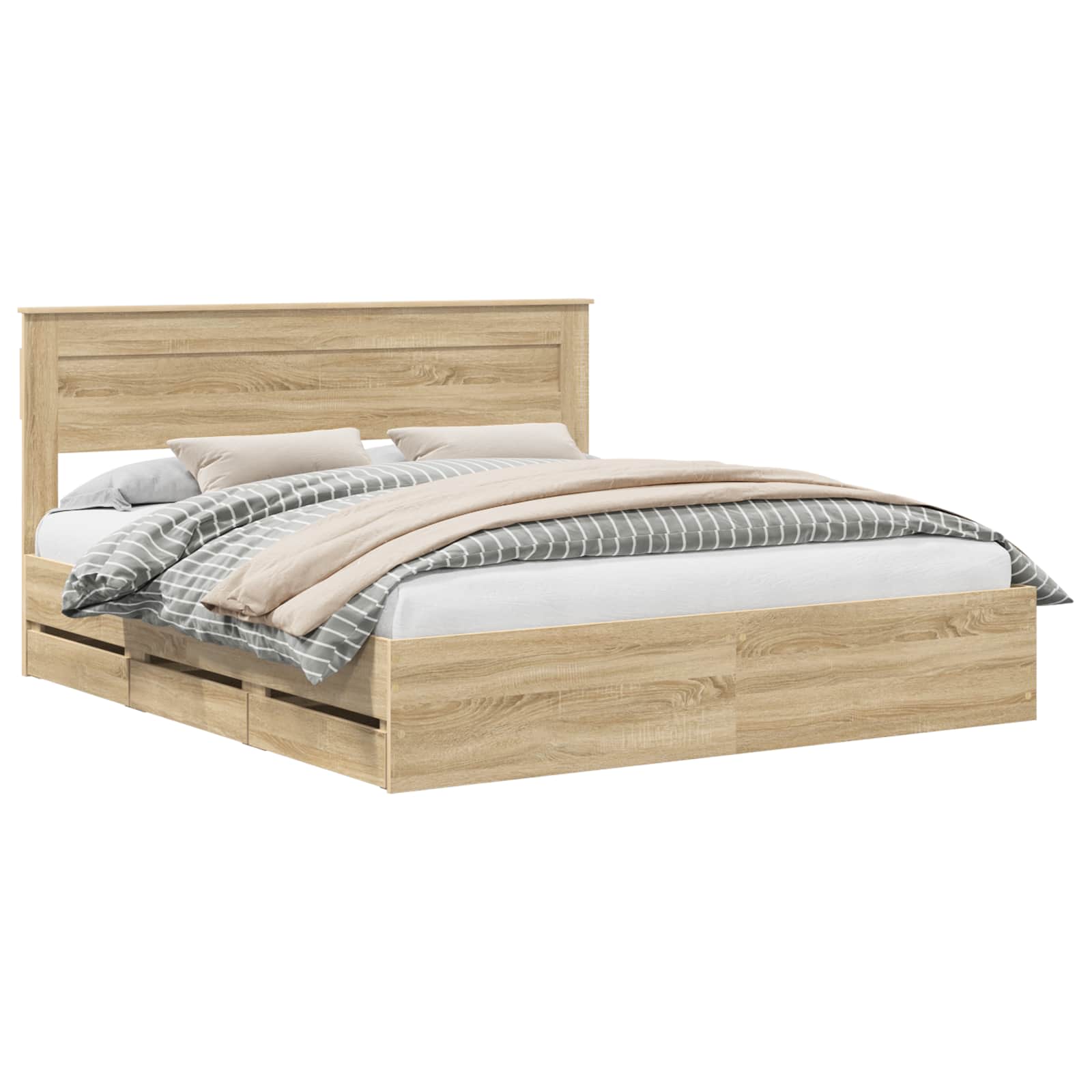 Krevetna konstrukcija s ladicama Sonoma hrast 200 x 200 cm