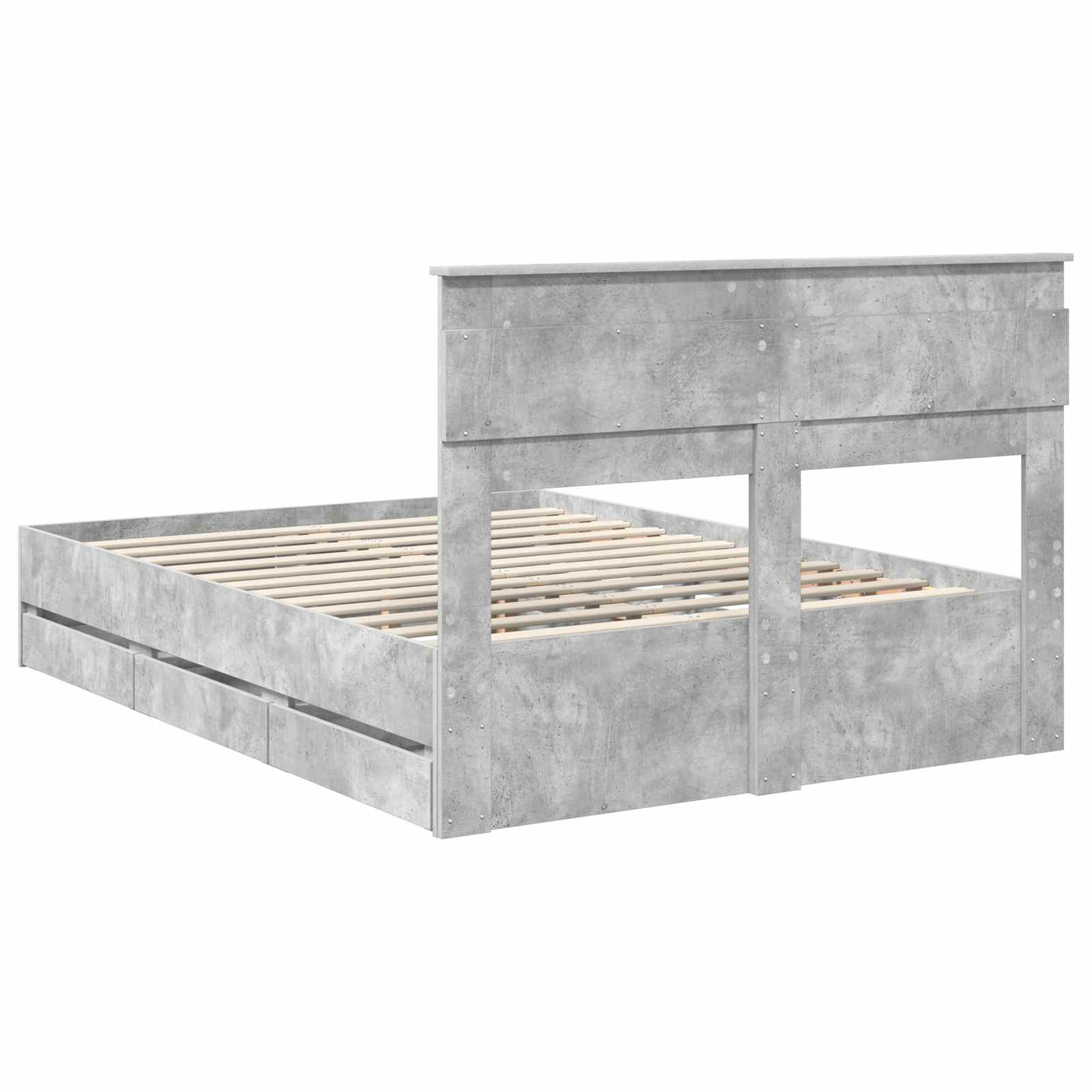Krevetna konstrukcija s ladicama Betonski sivi 140 x 190 cm